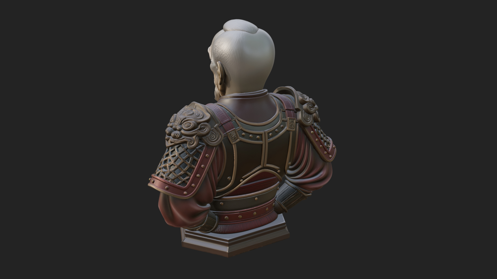 Chinese General Armor Bust Design 5 3D Print Model 3D Model