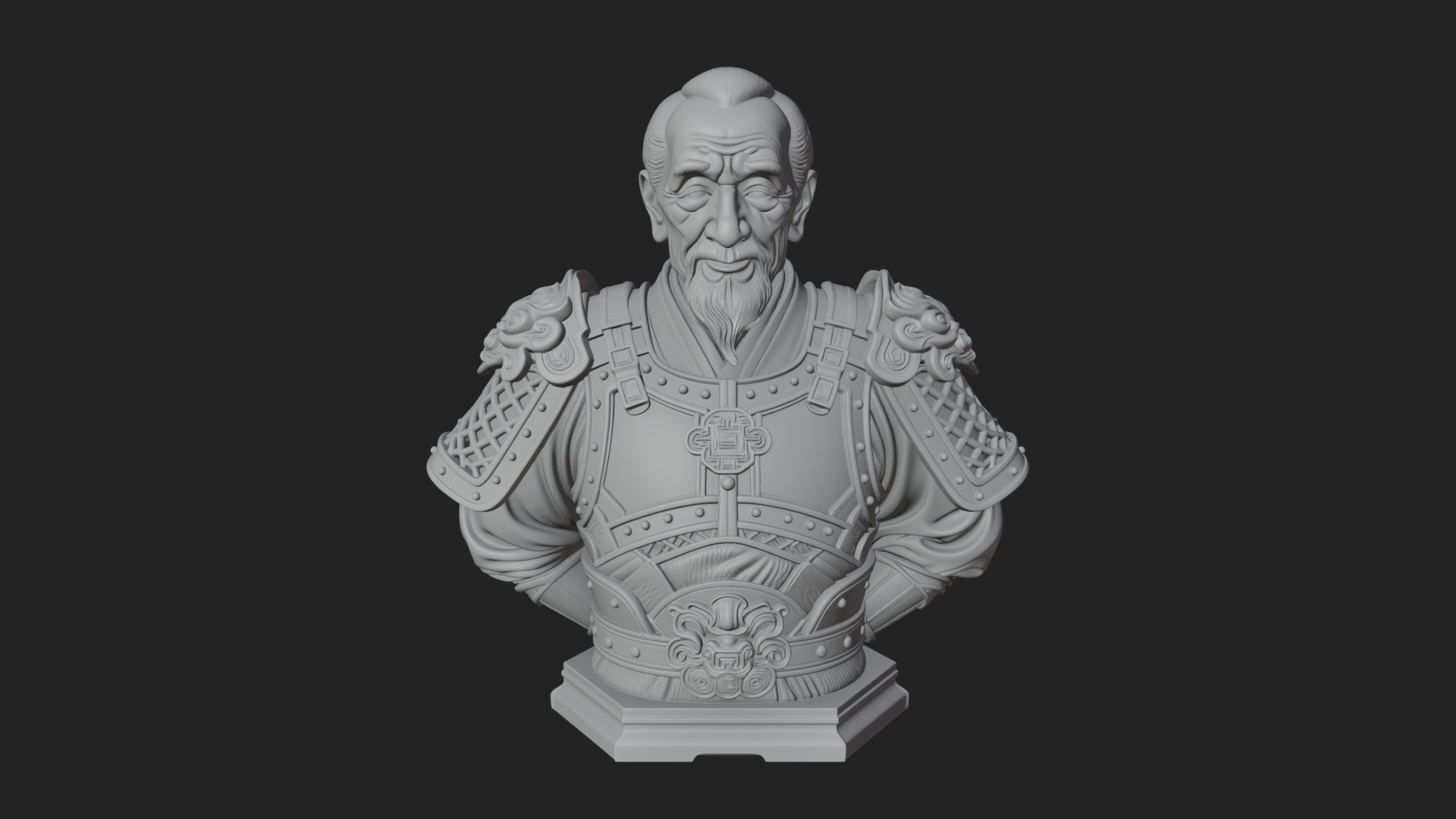Chinese General Armor Bust Design 5 3D Print Model 3D Model