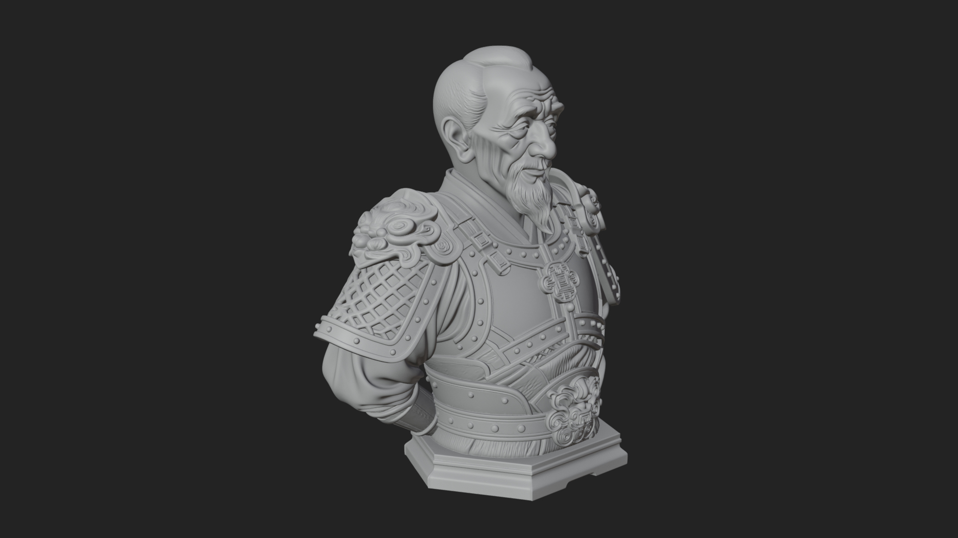 Chinese General Armor Bust Design 5 3D Print Model 3D Model