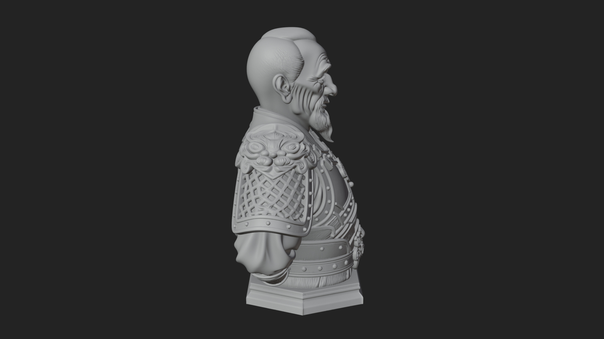 Chinese General Armor Bust Design 5 3D Print Model 3D Model