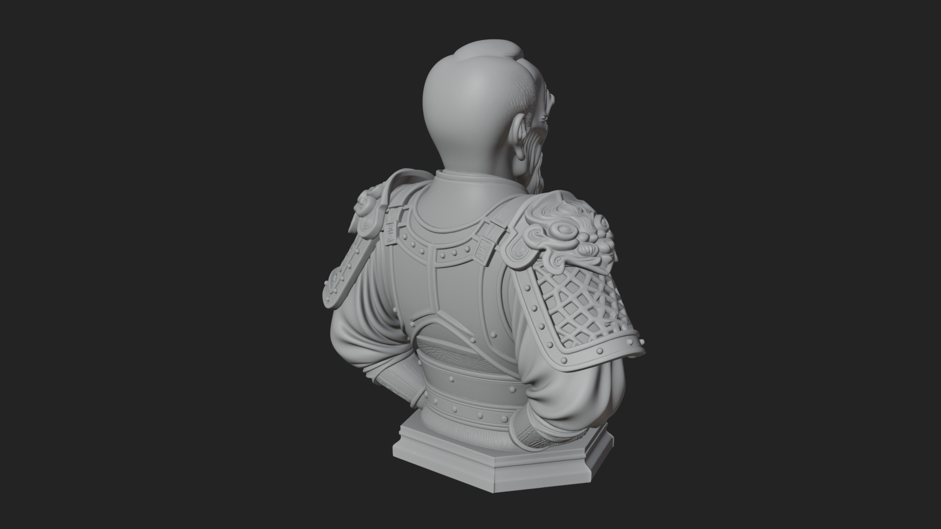 Chinese General Armor Bust Design 5 3D Print Model 3D Model
