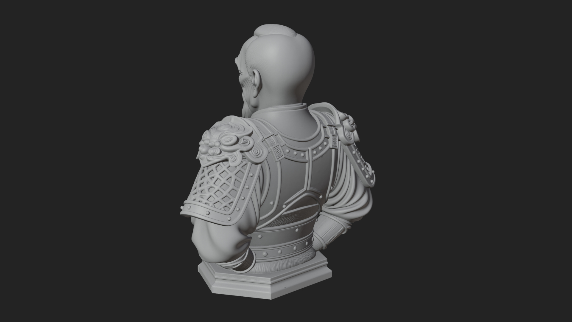 Chinese General Armor Bust Design 5 3D Print Model 3D Model