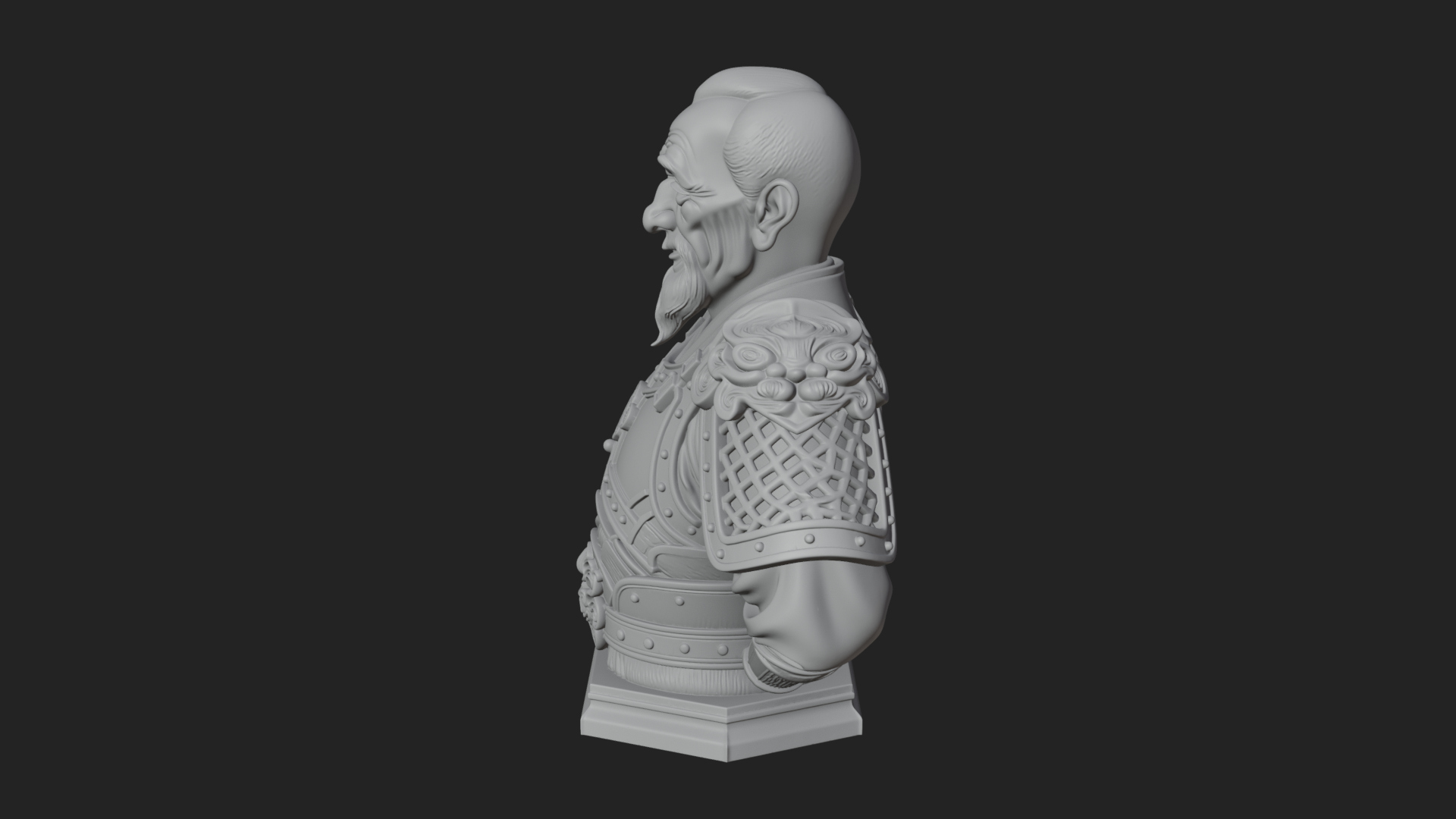 Chinese General Armor Bust Design 5 3D Print Model 3D Model