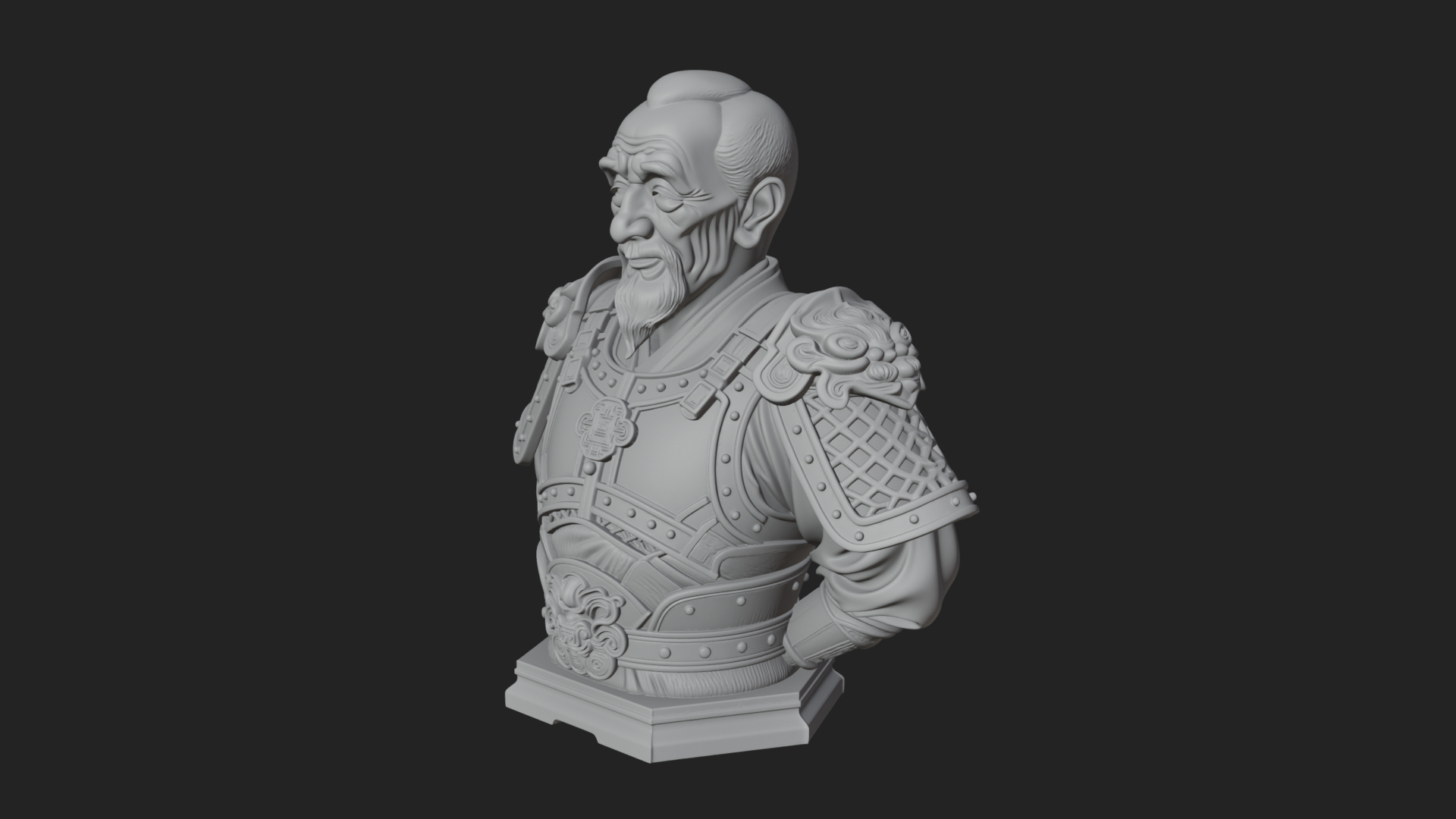 Chinese General Armor Bust Design 5 3D Print Model 3D Model