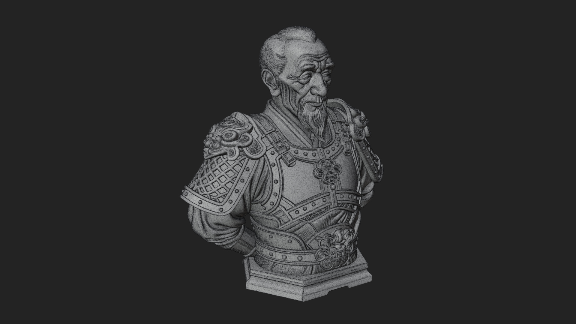 Chinese General Armor Bust Design 5 3D Print Model 3D Model