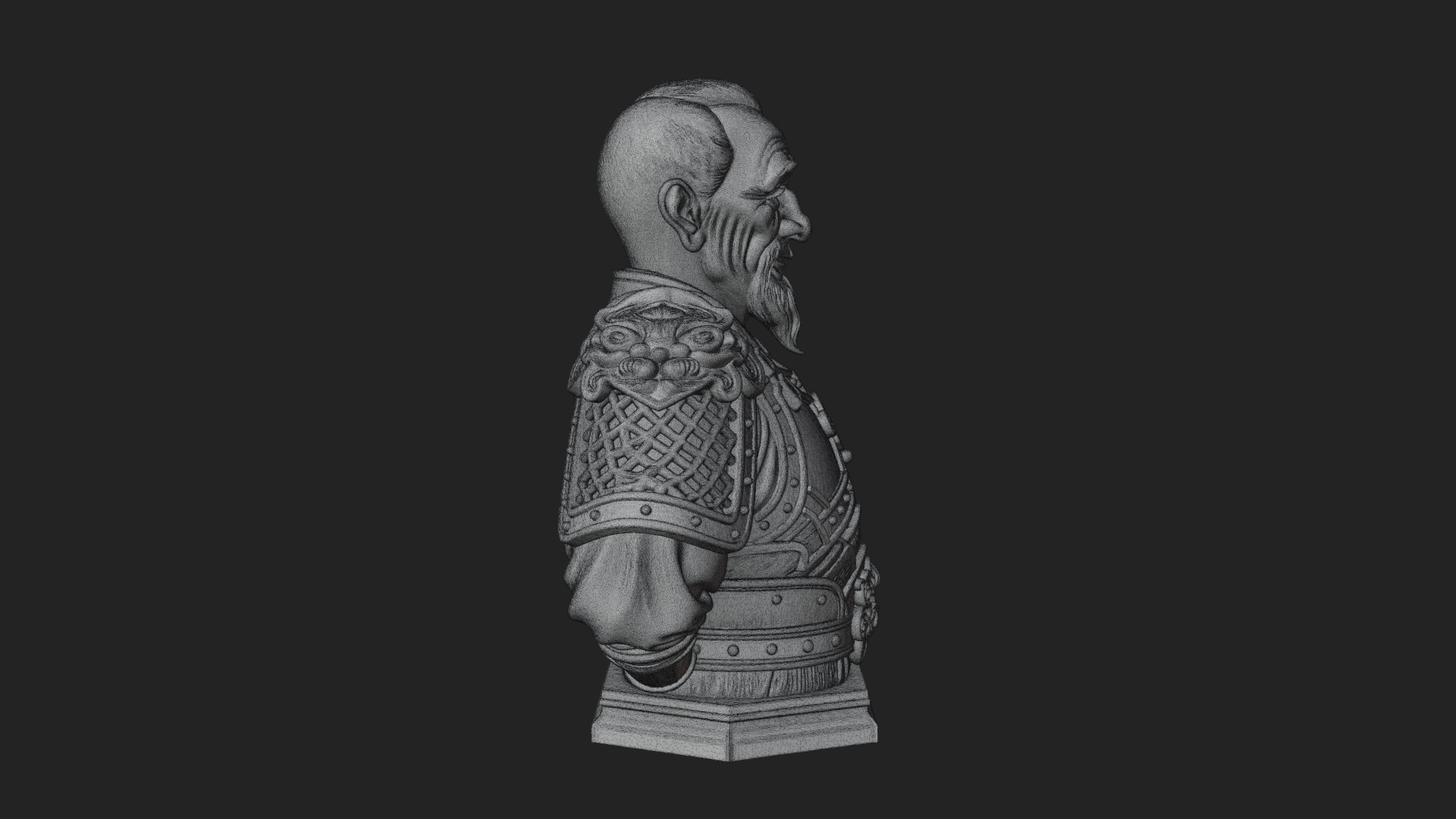 Chinese General Armor Bust Design 5 3D Print Model 3D Model
