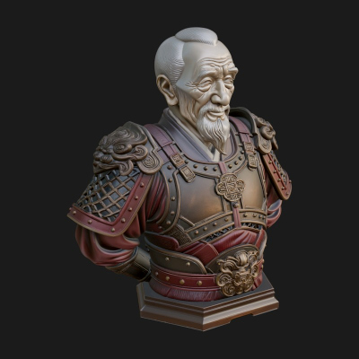 Chinese General Armor Bust Design 5 3D Print Model