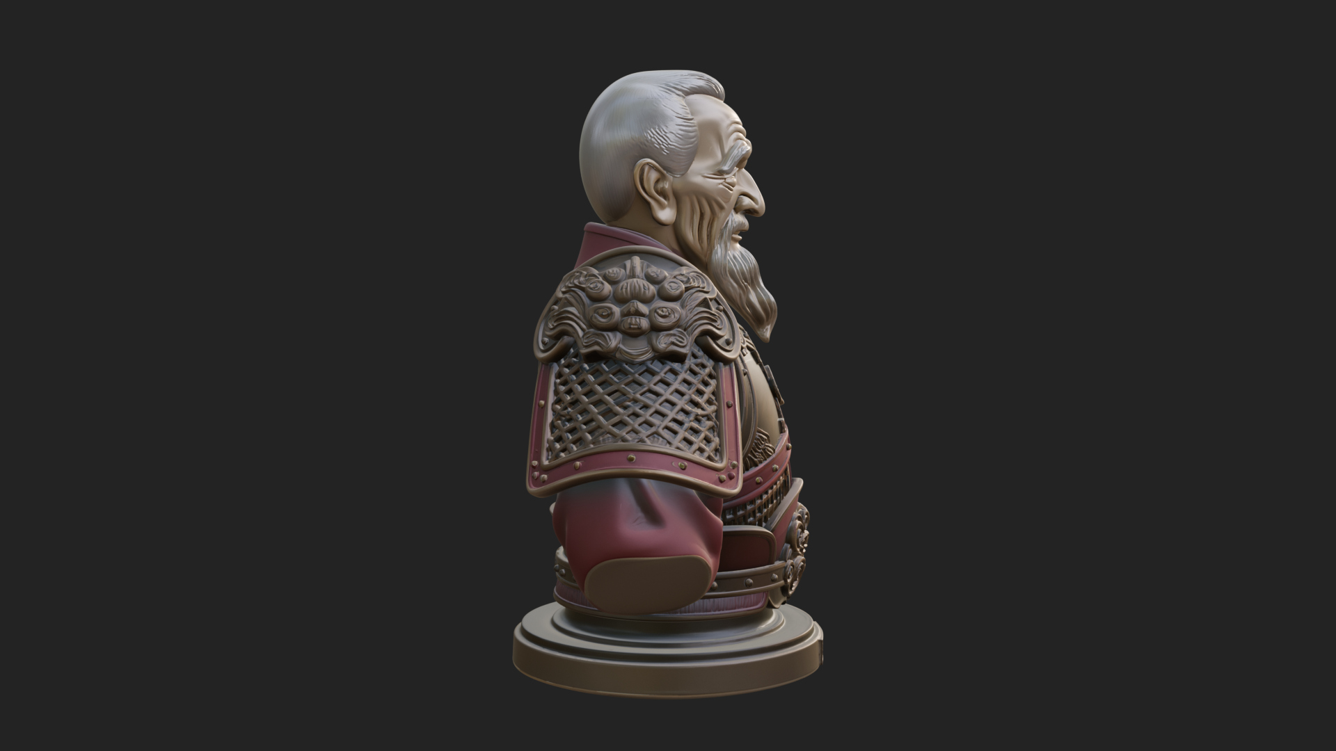 Chinese General Armor Bust Design 6 3D Print Model 3D Model