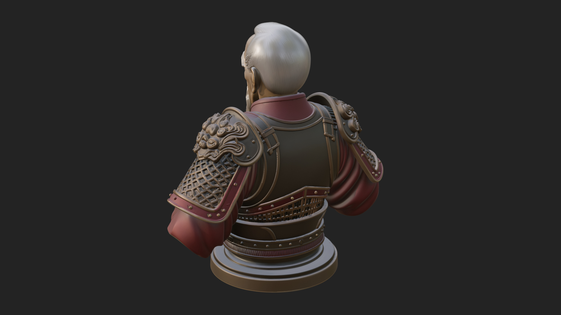 Chinese General Armor Bust Design 6 3D Print Model 3D Model