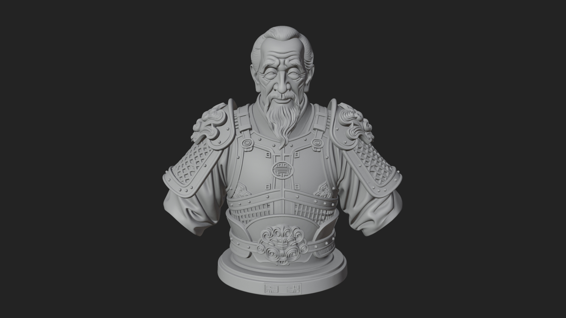 Chinese General Armor Bust Design 6 3D Print Model 3D Model