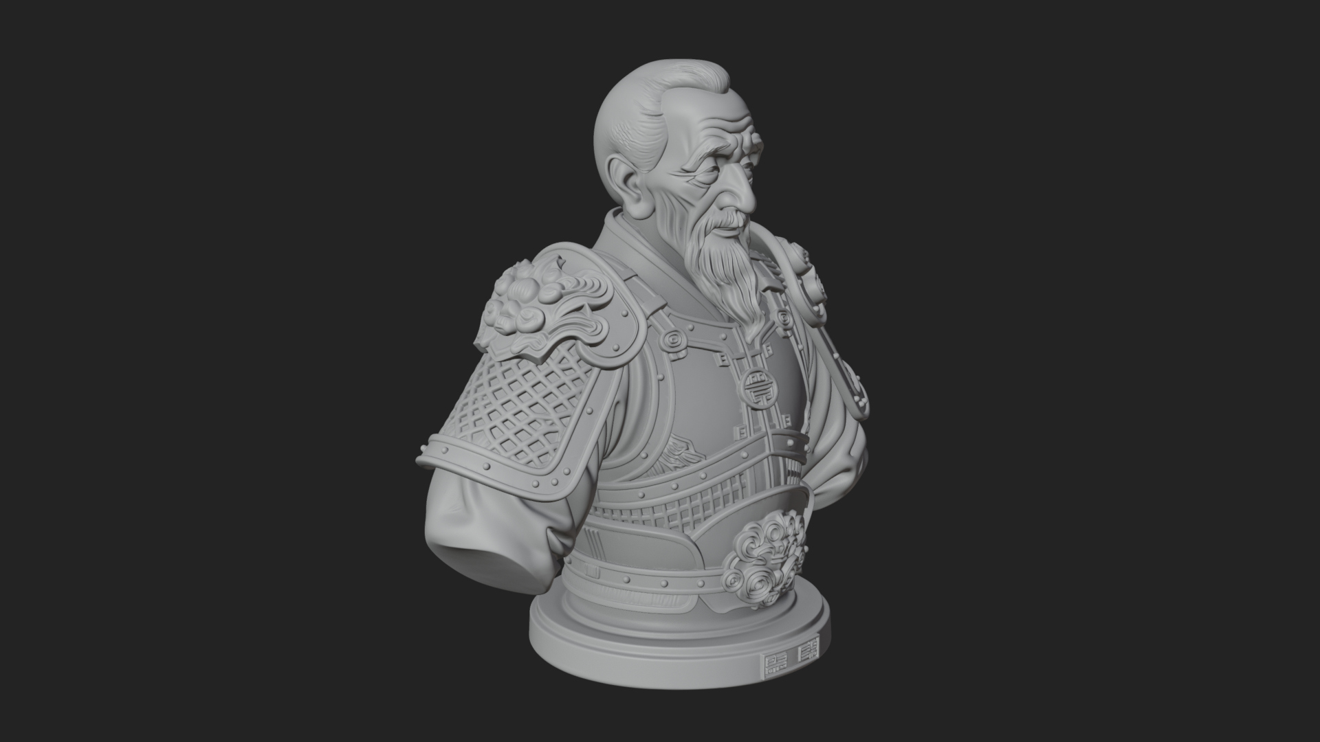 Chinese General Armor Bust Design 6 3D Print Model 3D Model