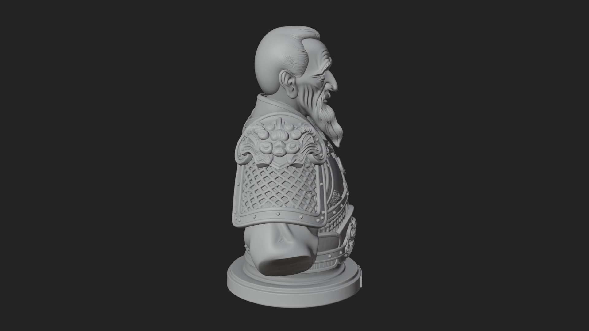 Chinese General Armor Bust Design 6 3D Print Model 3D Model
