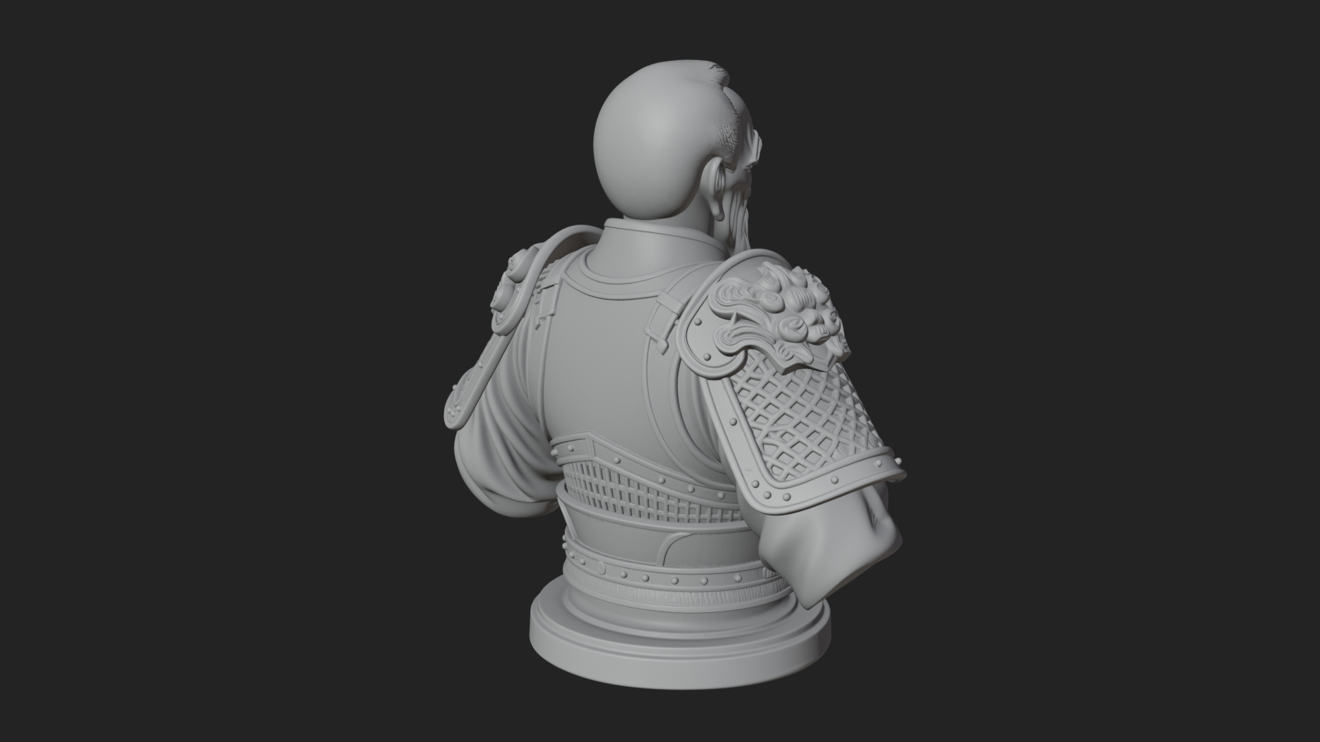 Chinese General Armor Bust Design 6 3D Print Model 3D Model
