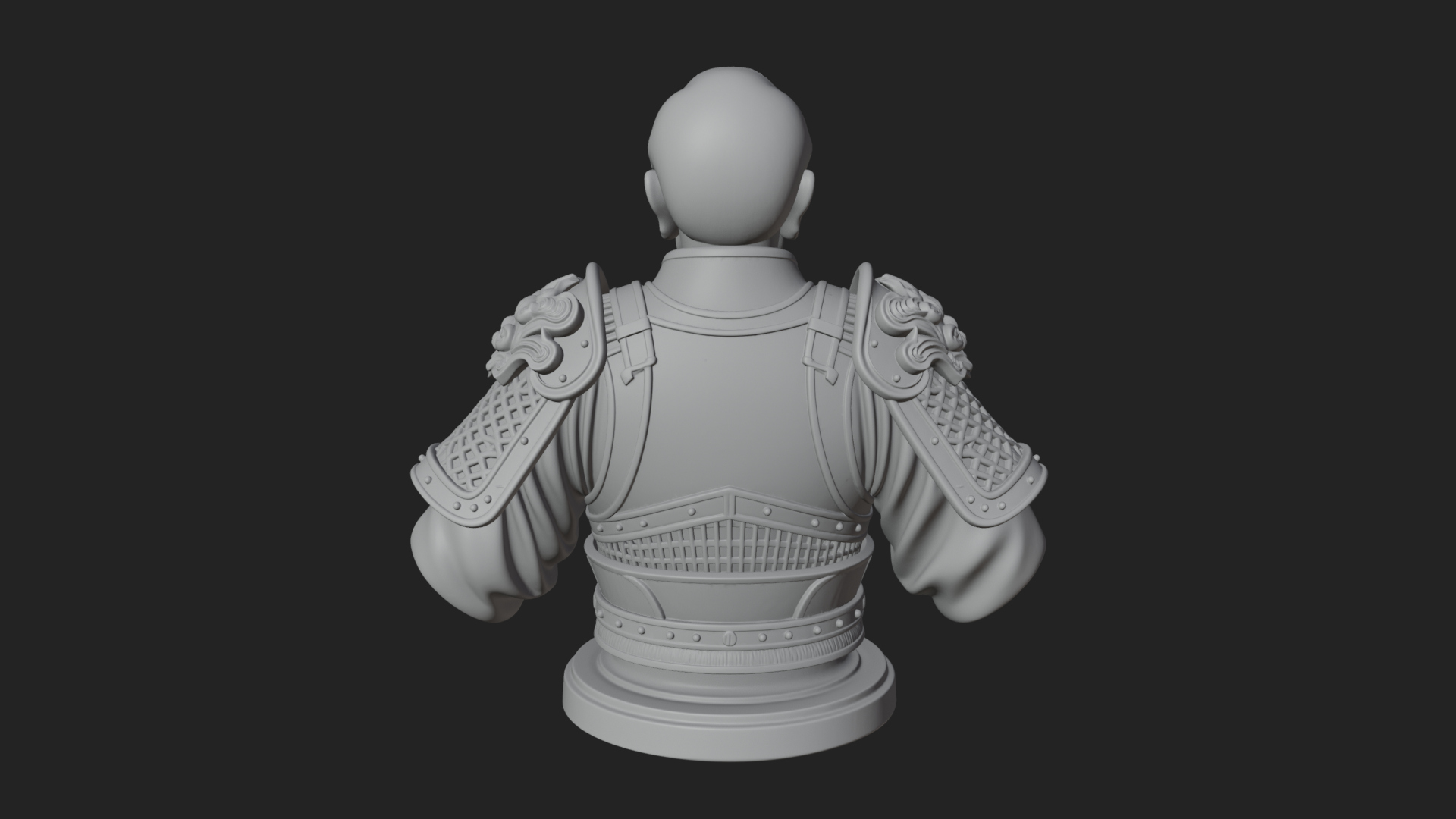 Chinese General Armor Bust Design 6 3D Print Model 3D Model