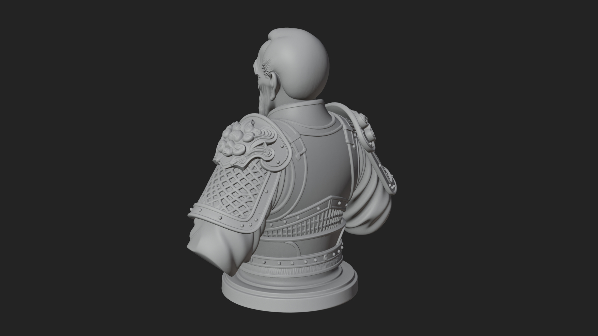 Chinese General Armor Bust Design 6 3D Print Model 3D Model