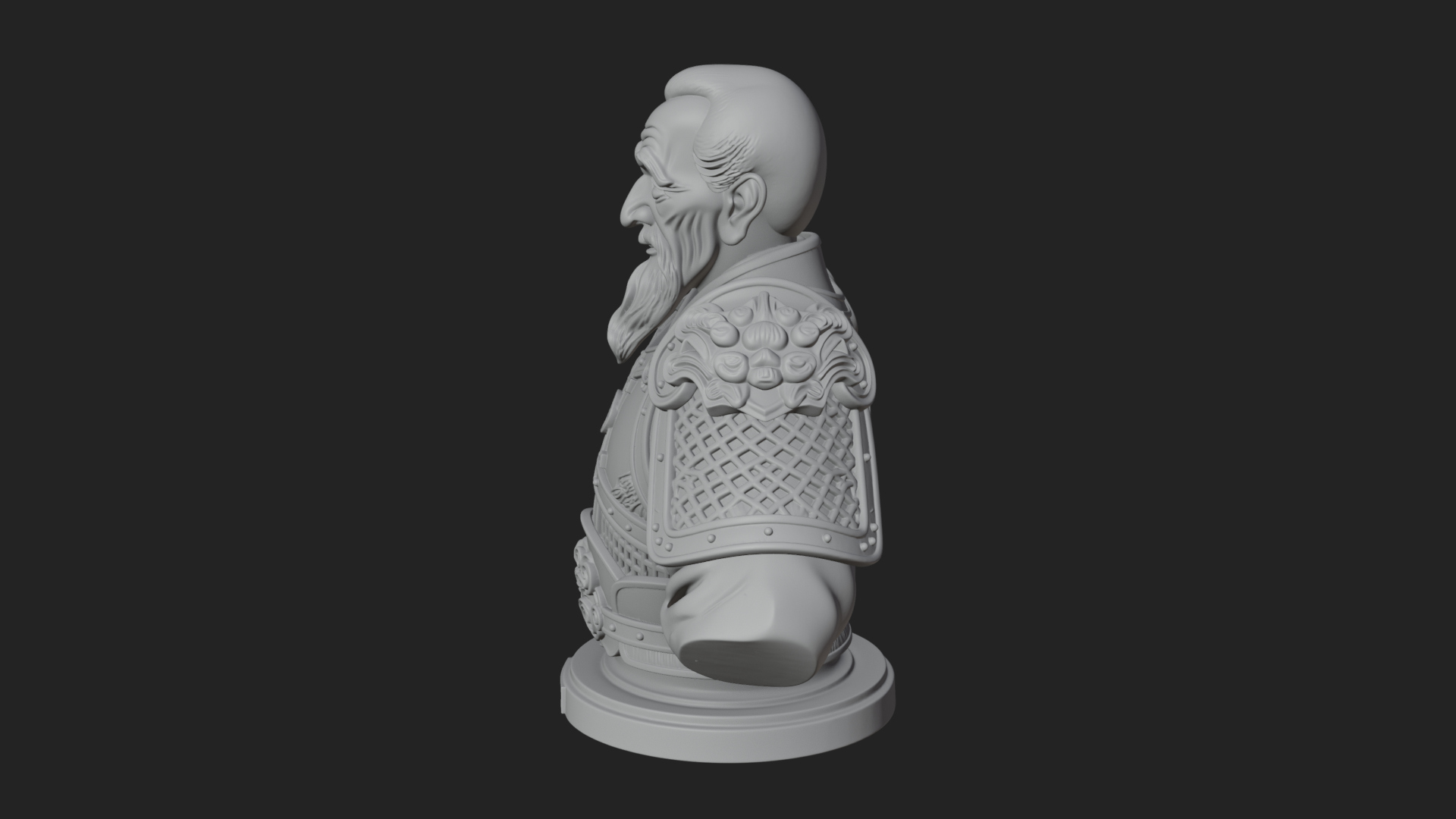 Chinese General Armor Bust Design 6 3D Print Model 3D Model