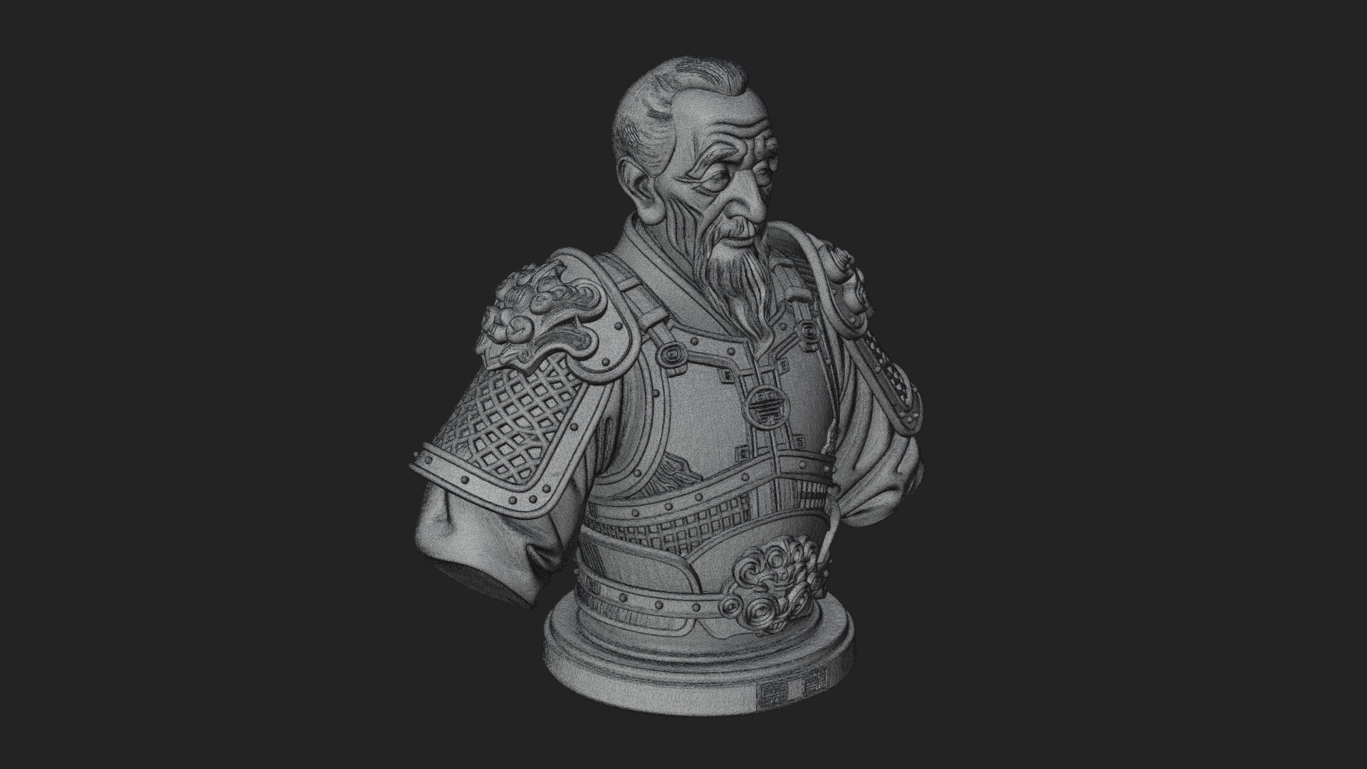 Chinese General Armor Bust Design 6 3D Print Model 3D Model