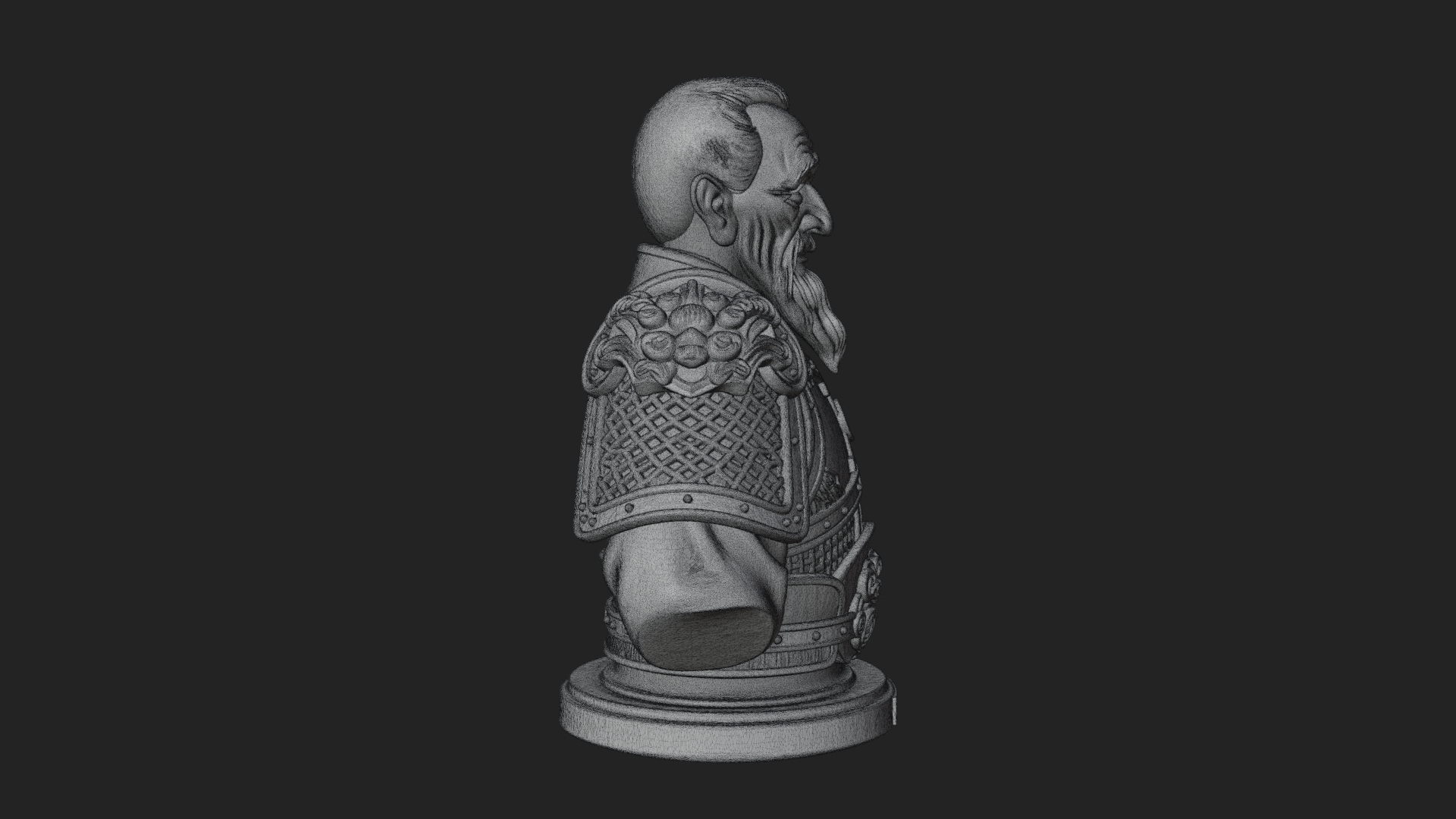 Chinese General Armor Bust Design 6 3D Print Model 3D Model