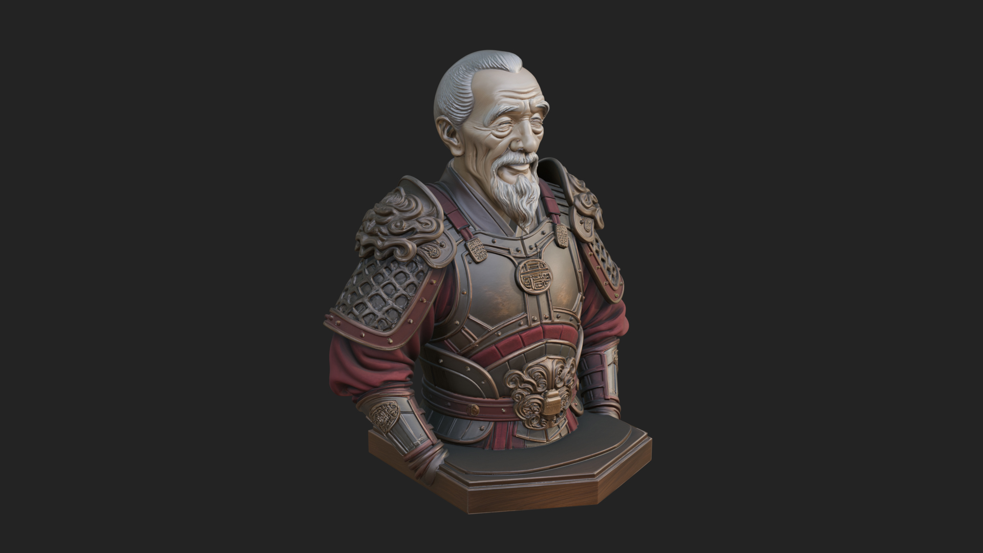 Chinese General Armor Bust Design 7 3D Print Model 3D Model
