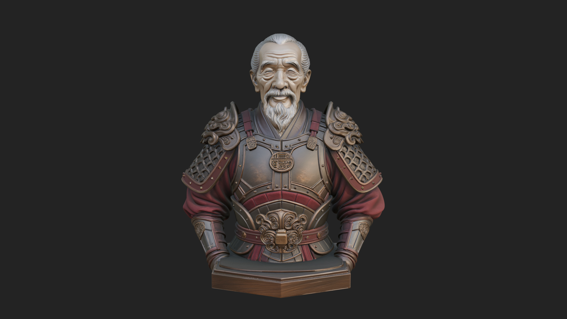 Chinese General Armor Bust Design 7 3D Print Model 3D Model