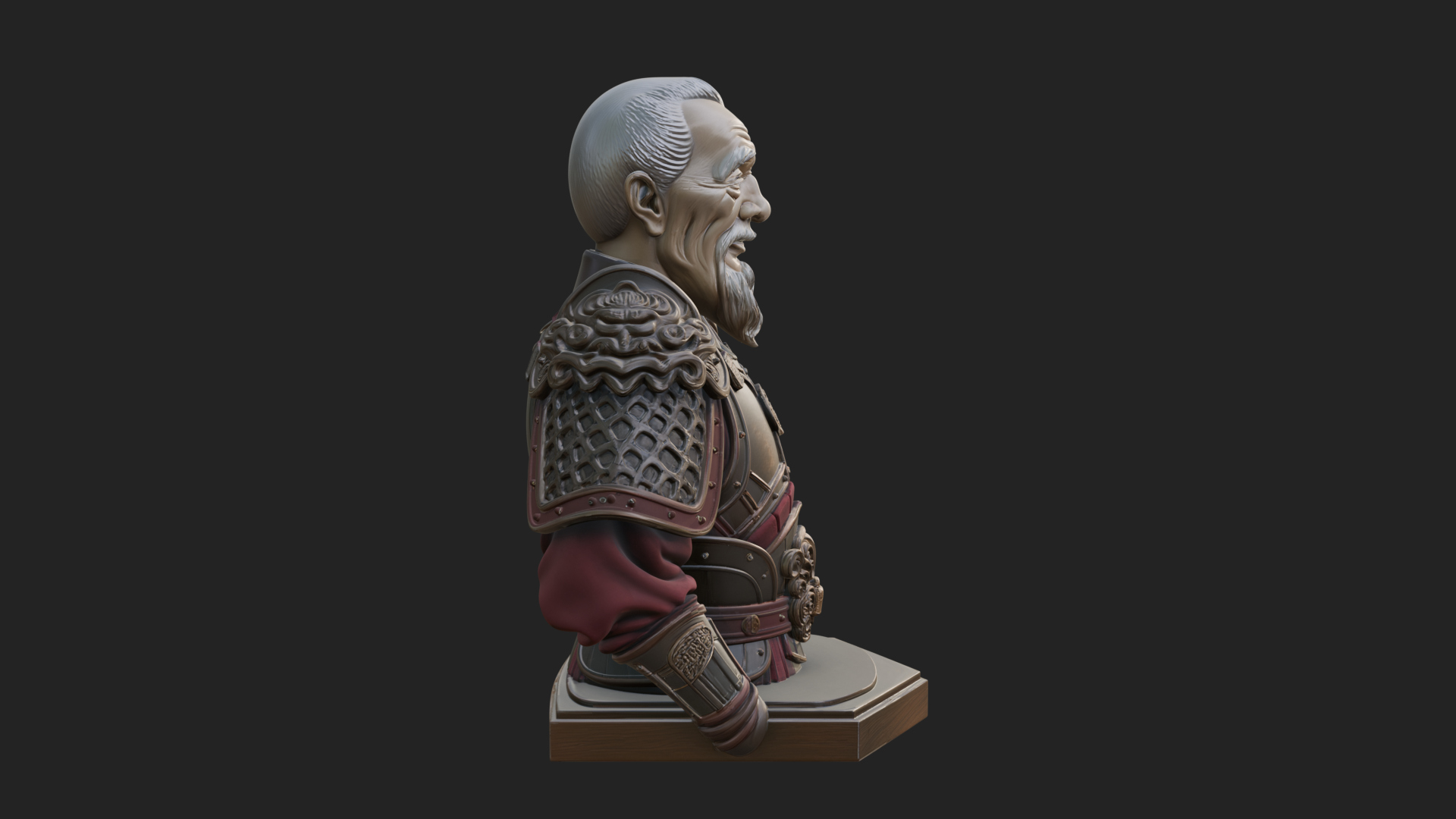 Chinese General Armor Bust Design 7 3D Print Model 3D Model