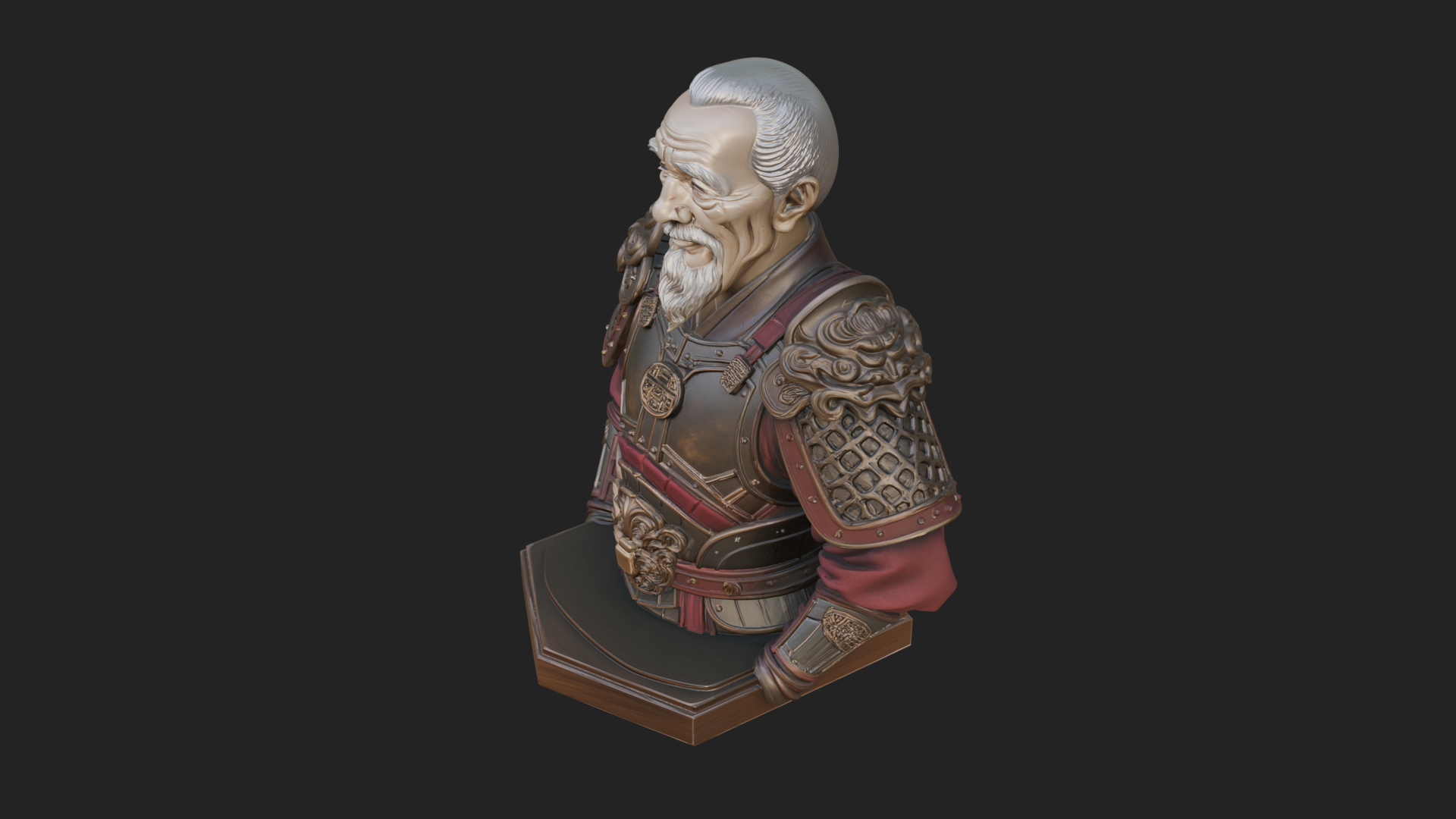 Chinese General Armor Bust Design 7 3D Print Model 3D Model