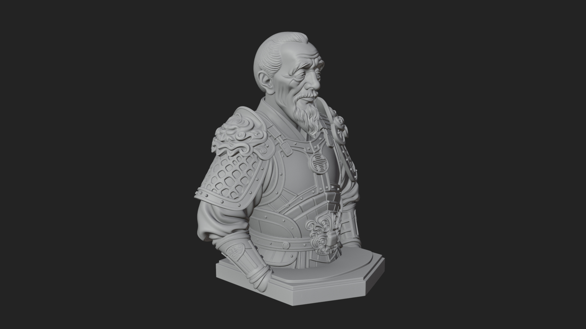 Chinese General Armor Bust Design 7 3D Print Model 3D Model