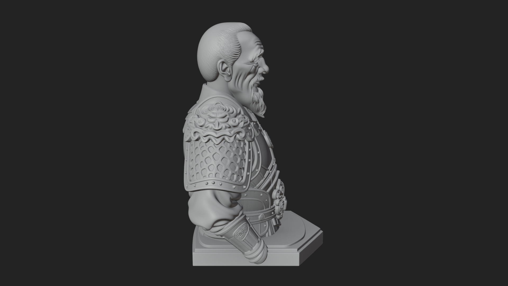 Chinese General Armor Bust Design 7 3D Print Model 3D Model