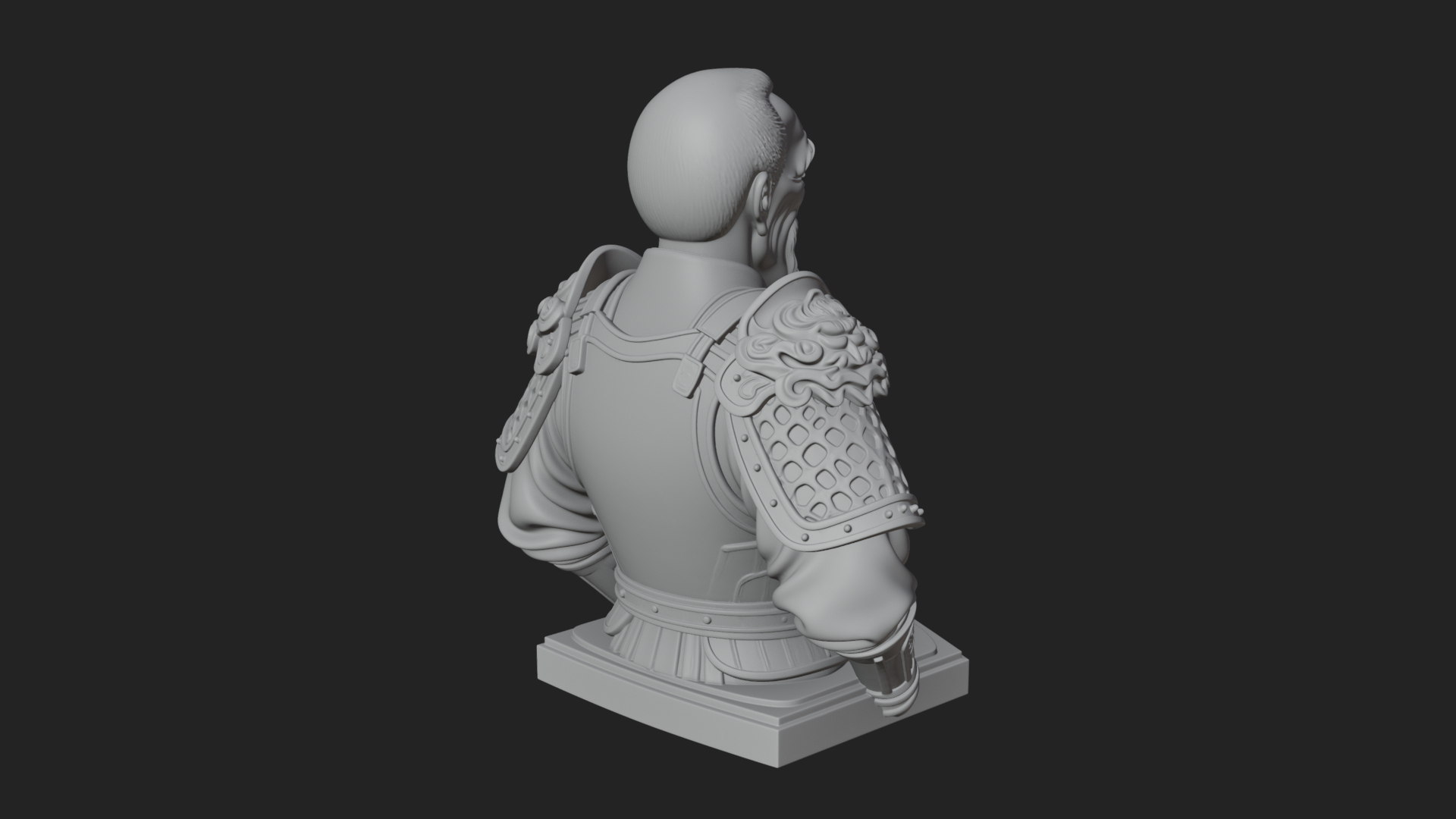 Chinese General Armor Bust Design 7 3D Print Model 3D Model