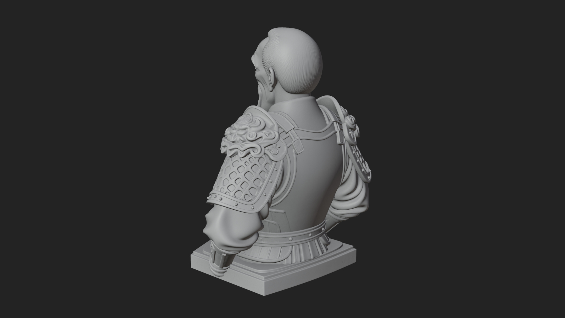 Chinese General Armor Bust Design 7 3D Print Model 3D Model