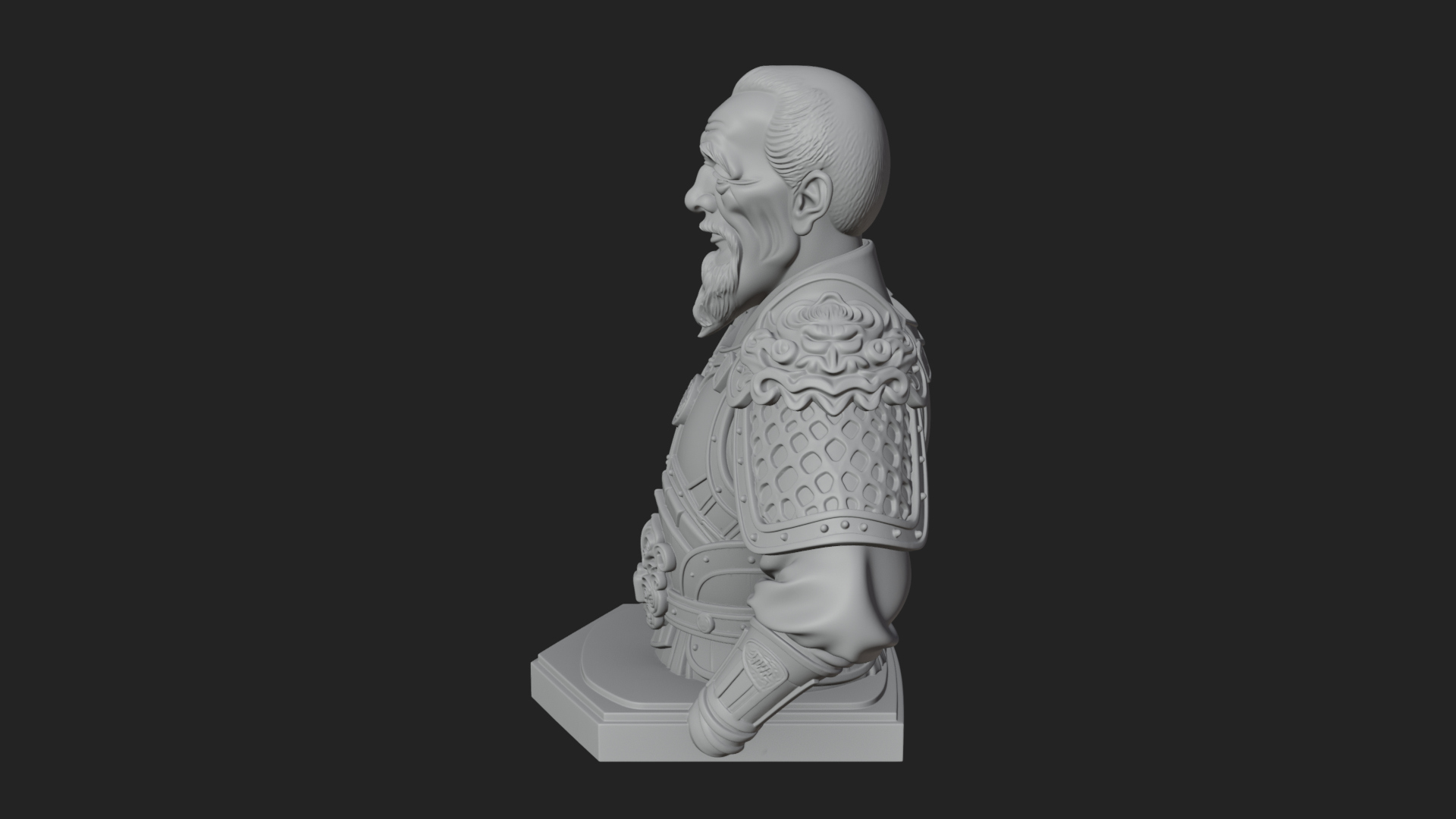 Chinese General Armor Bust Design 7 3D Print Model 3D Model
