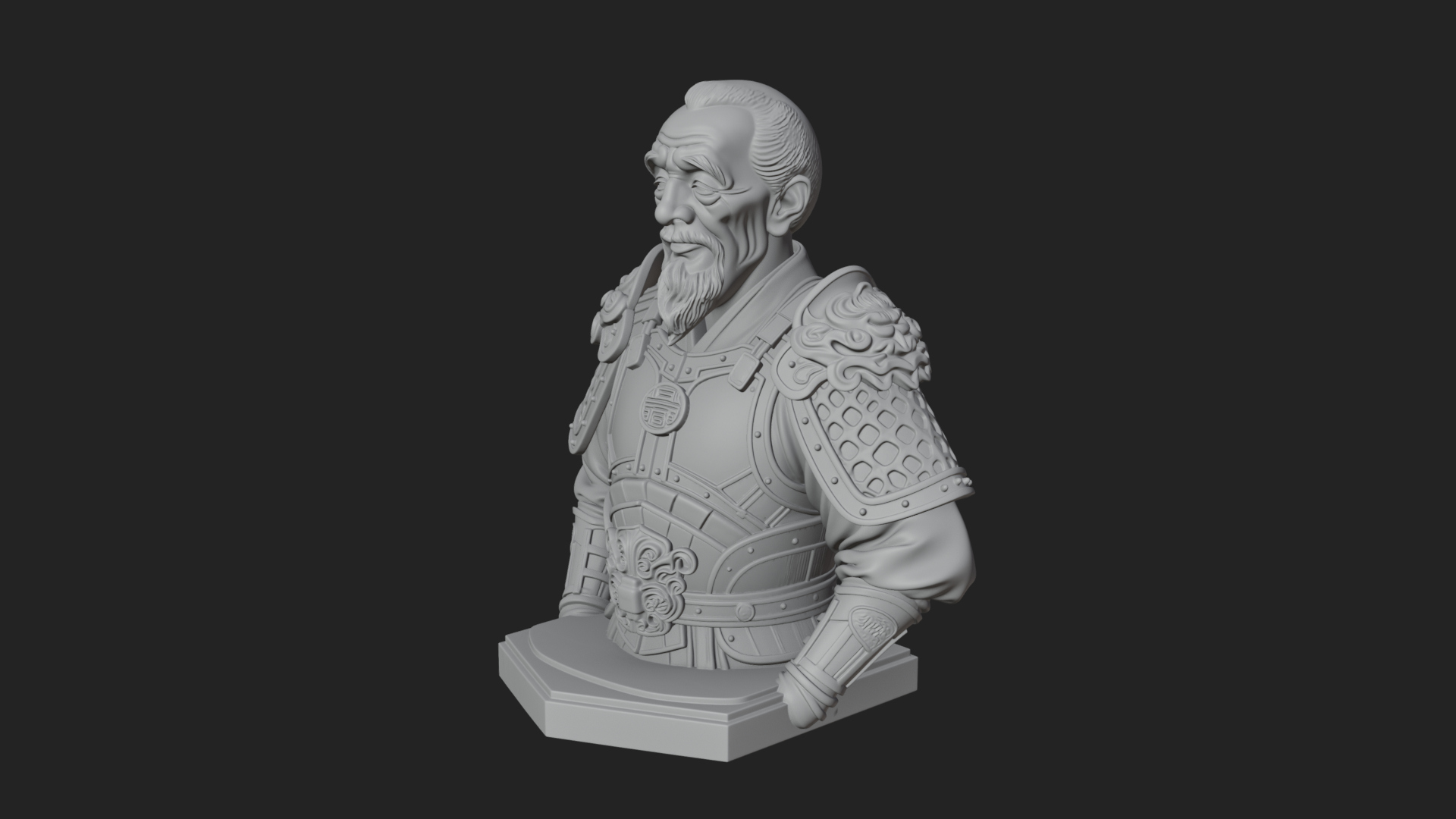 Chinese General Armor Bust Design 7 3D Print Model 3D Model
