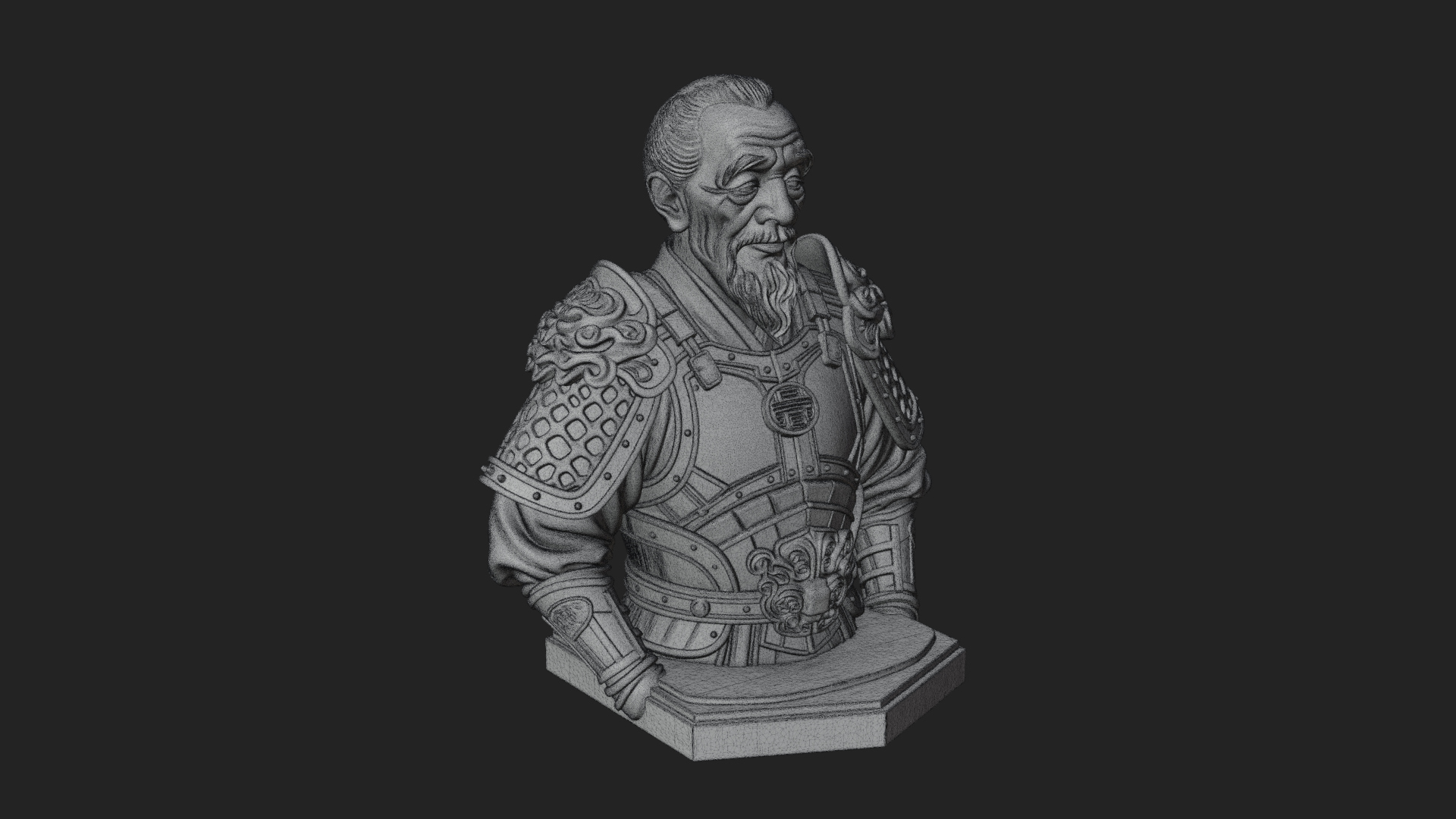 Chinese General Armor Bust Design 7 3D Print Model 3D Model