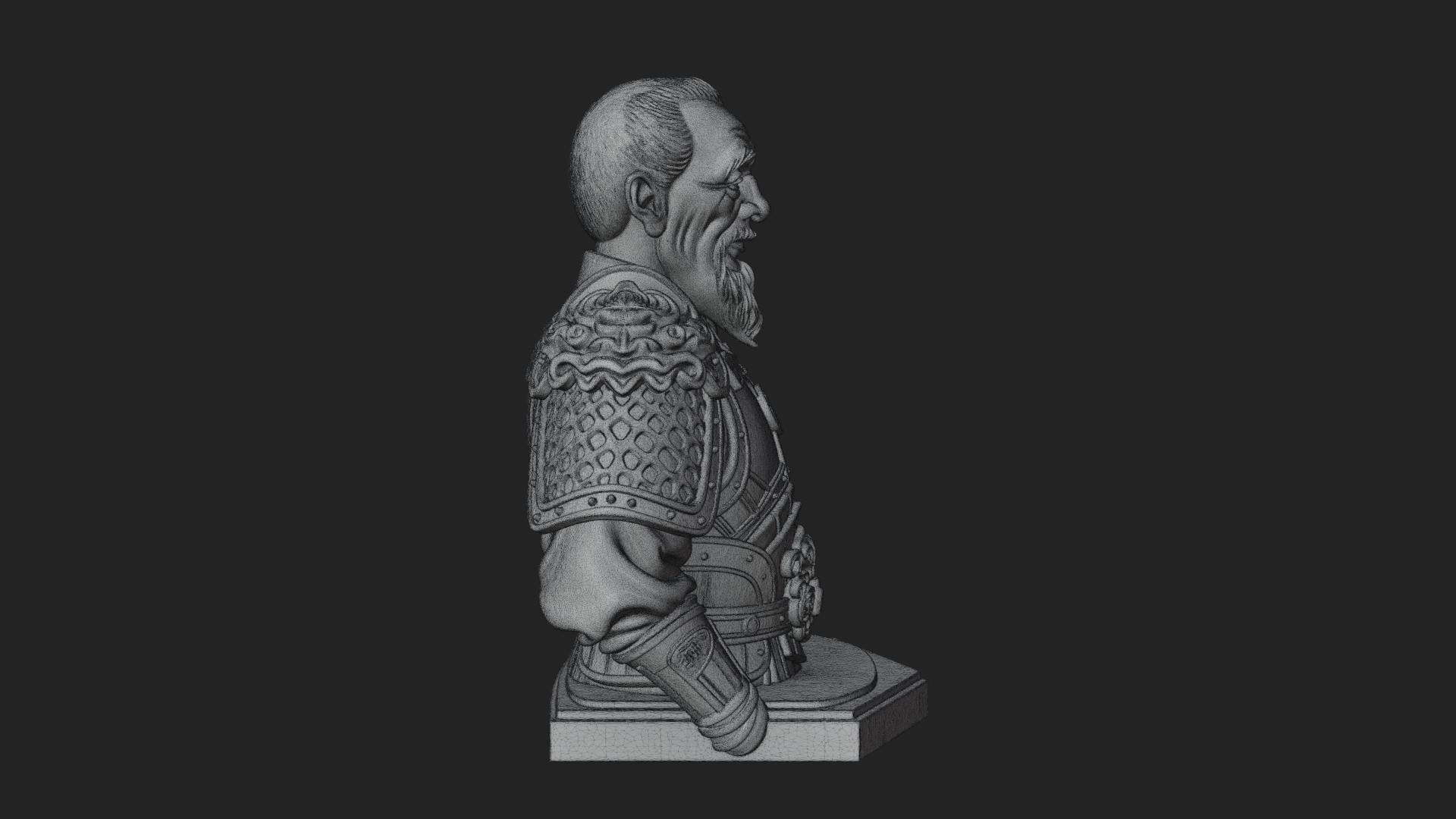Chinese General Armor Bust Design 7 3D Print Model 3D Model