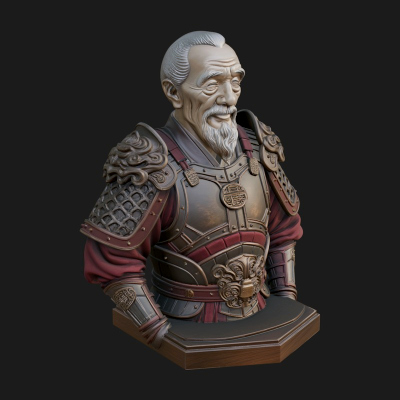 Chinese General Armor Bust Design 7 3D Print Model