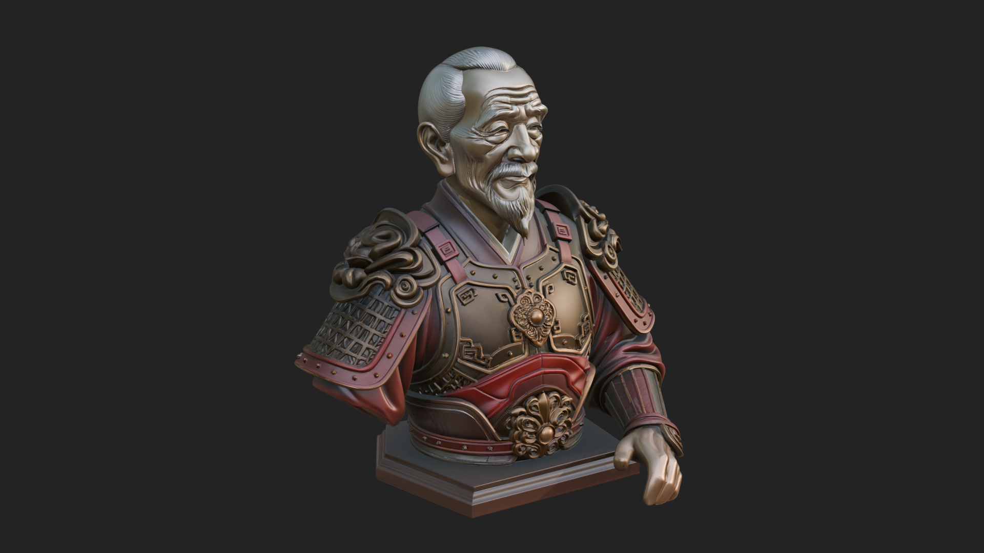 Chinese General Armor Bust Design 8 3D Print Model 3D Model