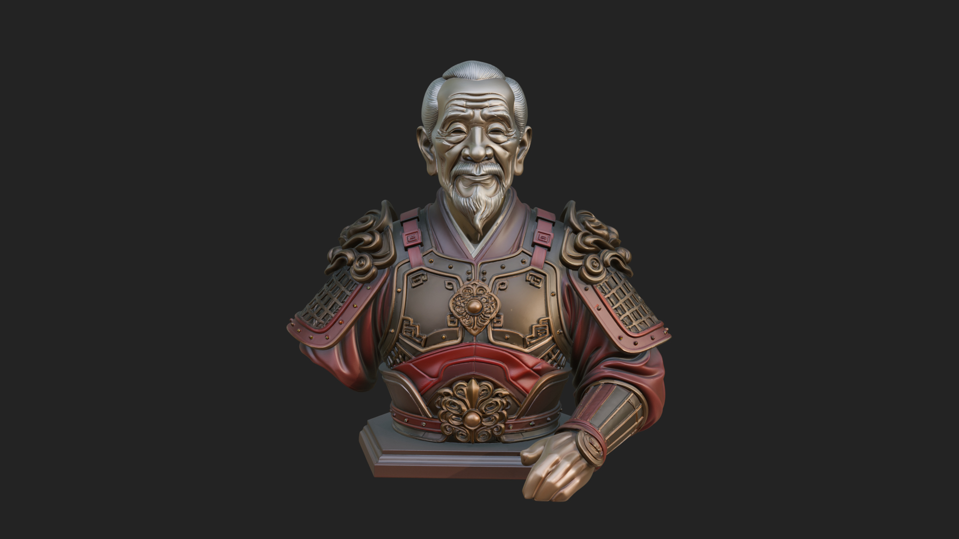 Chinese General Armor Bust Design 8 3D Print Model 3D Model
