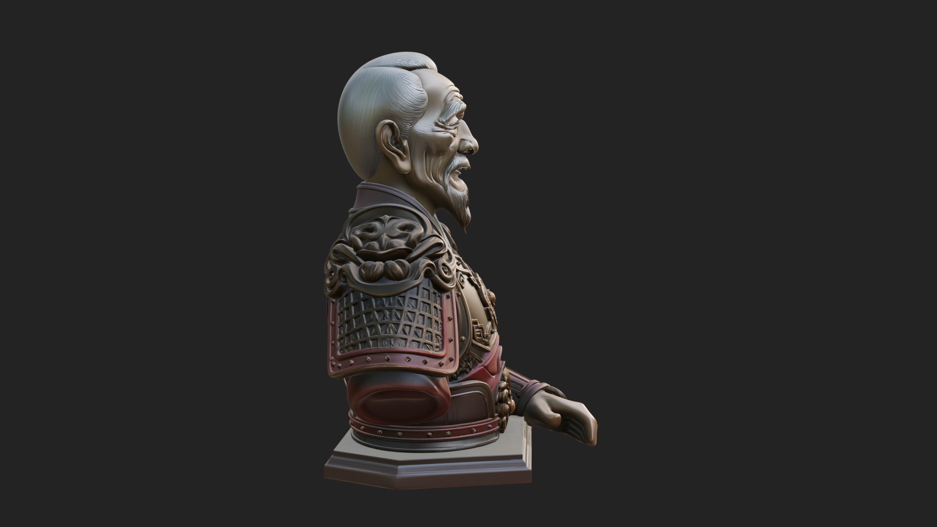 Chinese General Armor Bust Design 8 3D Print Model 3D Model