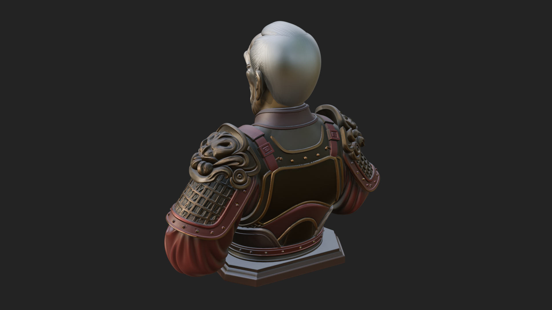 Chinese General Armor Bust Design 8 3D Print Model 3D Model
