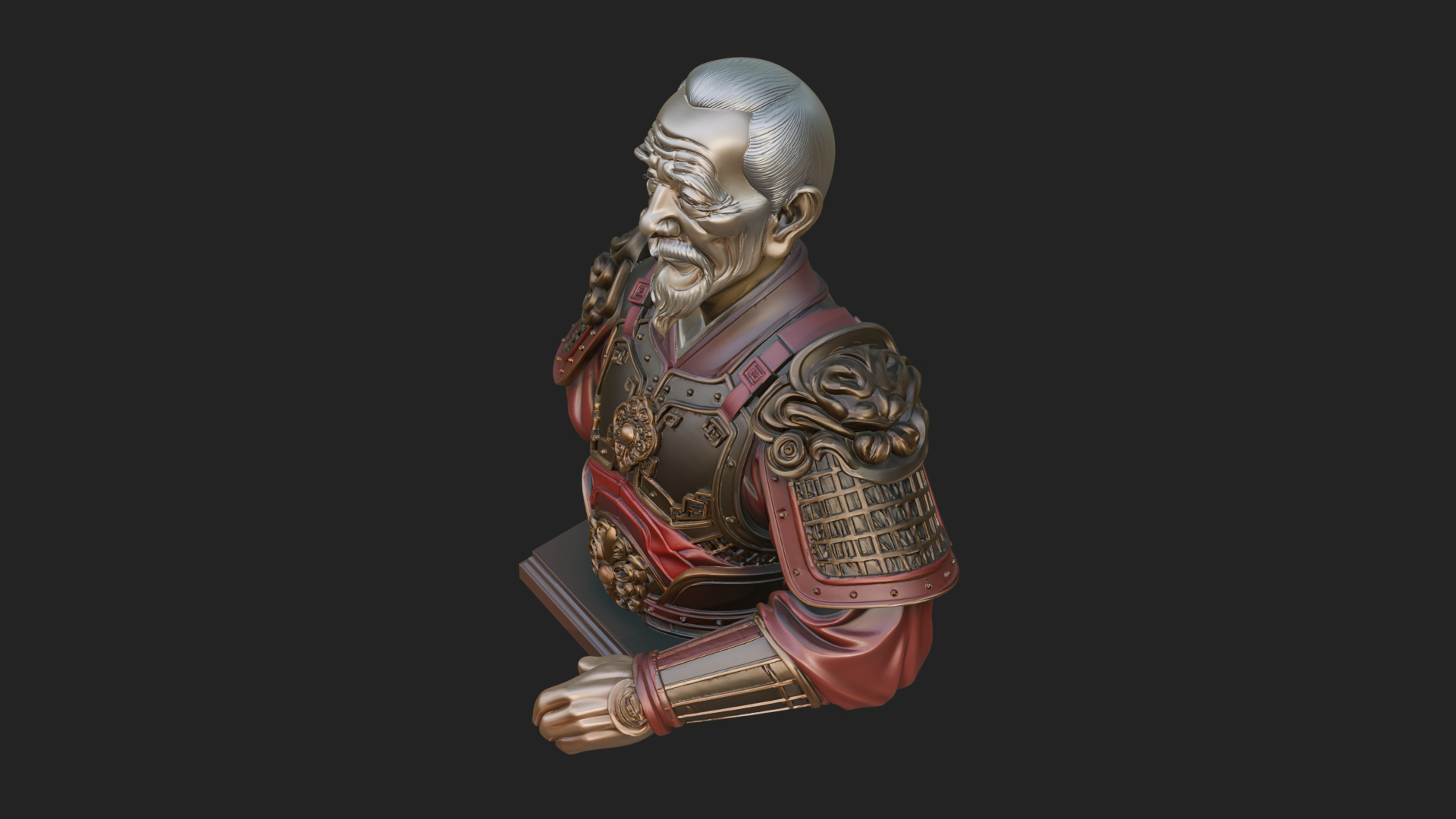 Chinese General Armor Bust Design 8 3D Print Model 3D Model