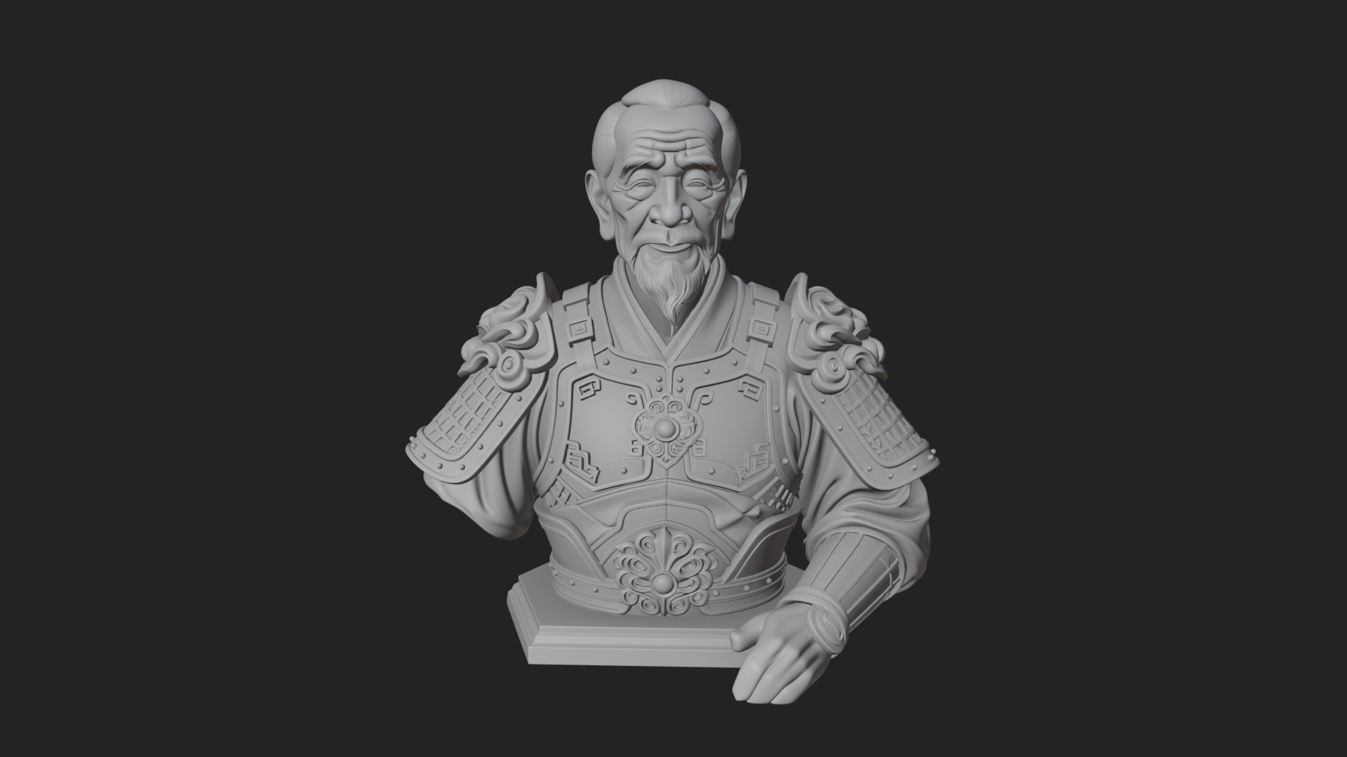 Chinese General Armor Bust Design 8 3D Print Model 3D Model