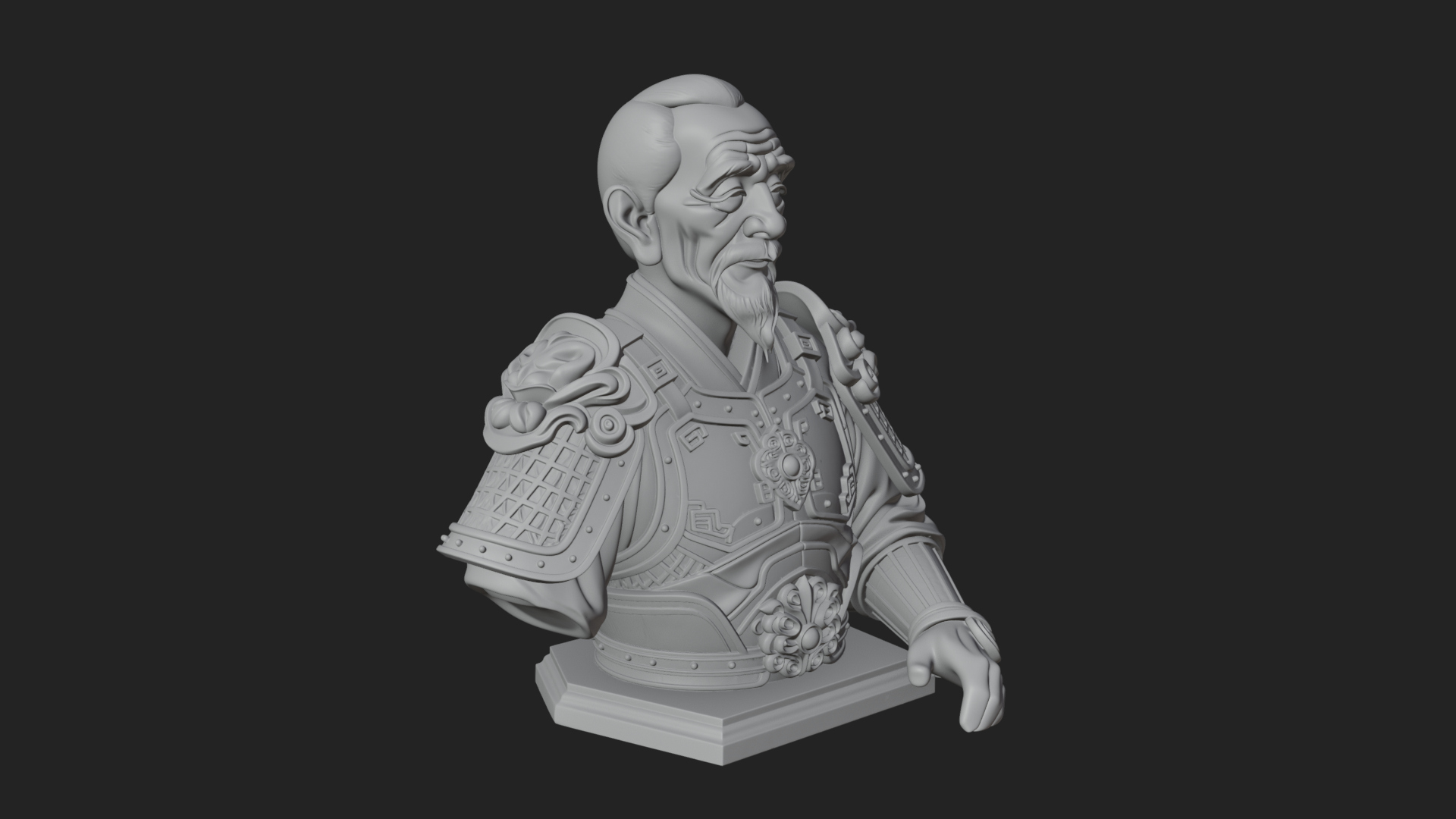 Chinese General Armor Bust Design 8 3D Print Model 3D Model