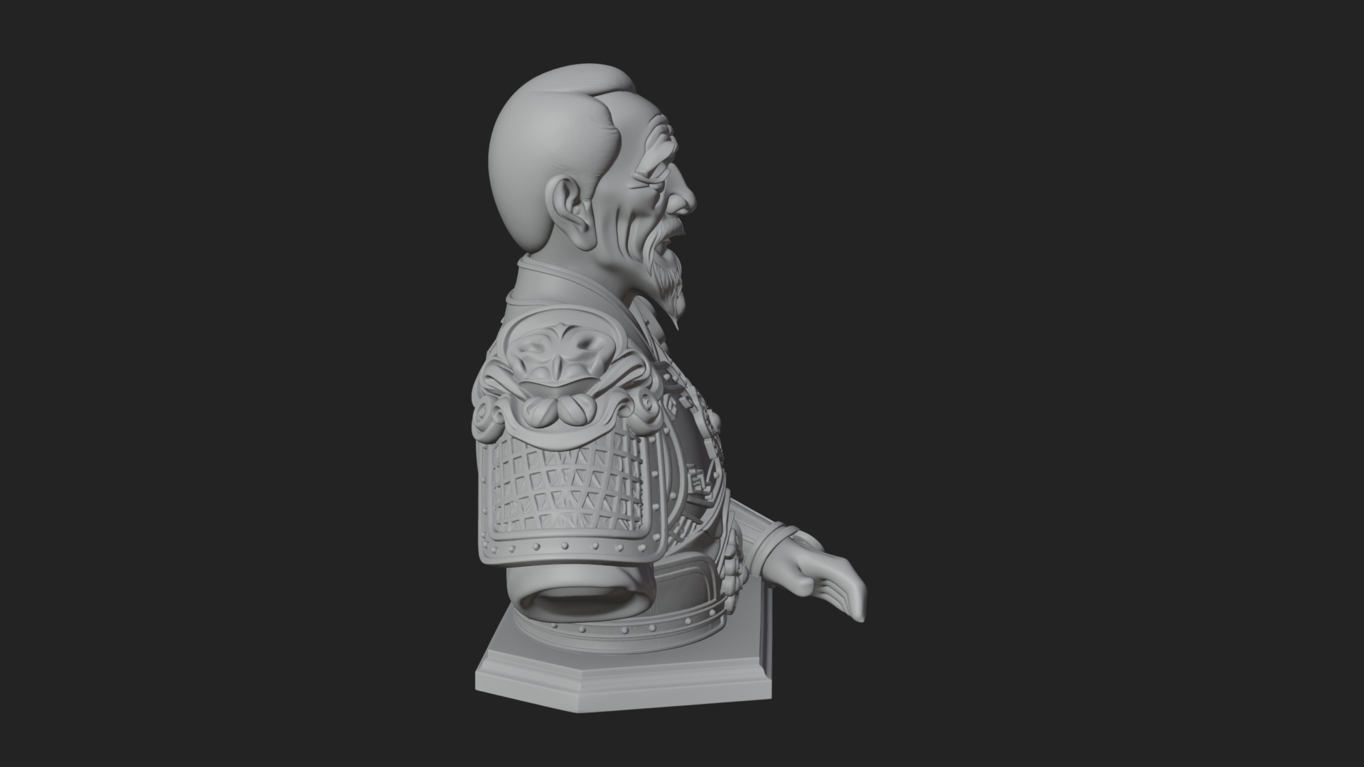 Chinese General Armor Bust Design 8 3D Print Model 3D Model
