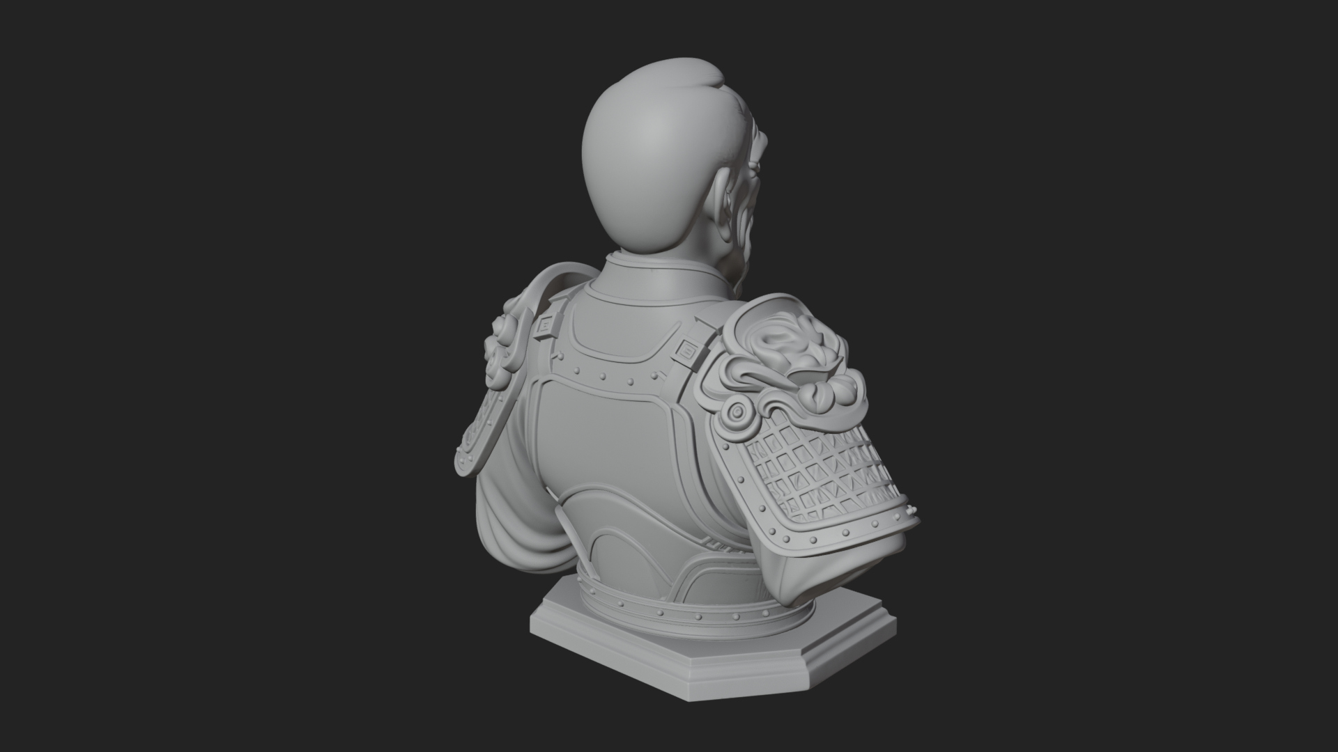 Chinese General Armor Bust Design 8 3D Print Model 3D Model
