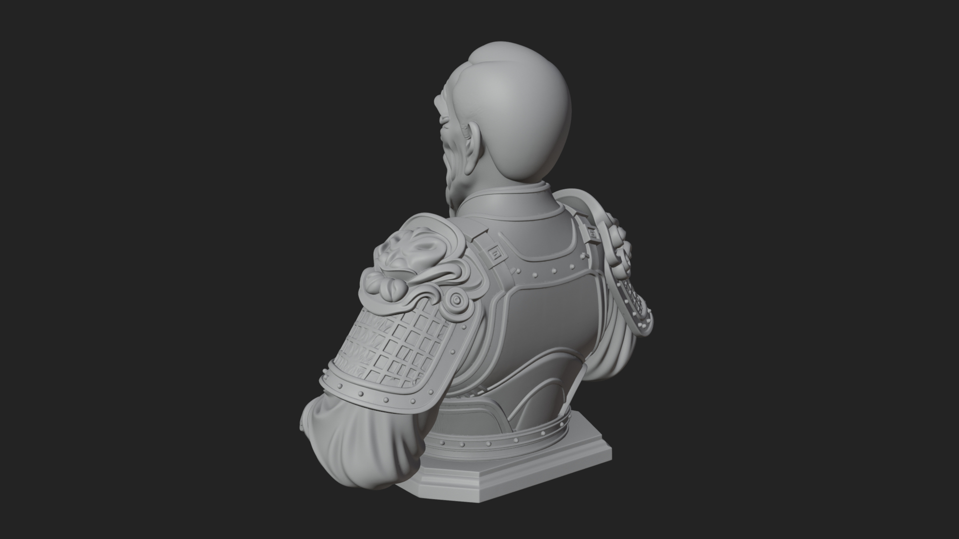 Chinese General Armor Bust Design 8 3D Print Model 3D Model