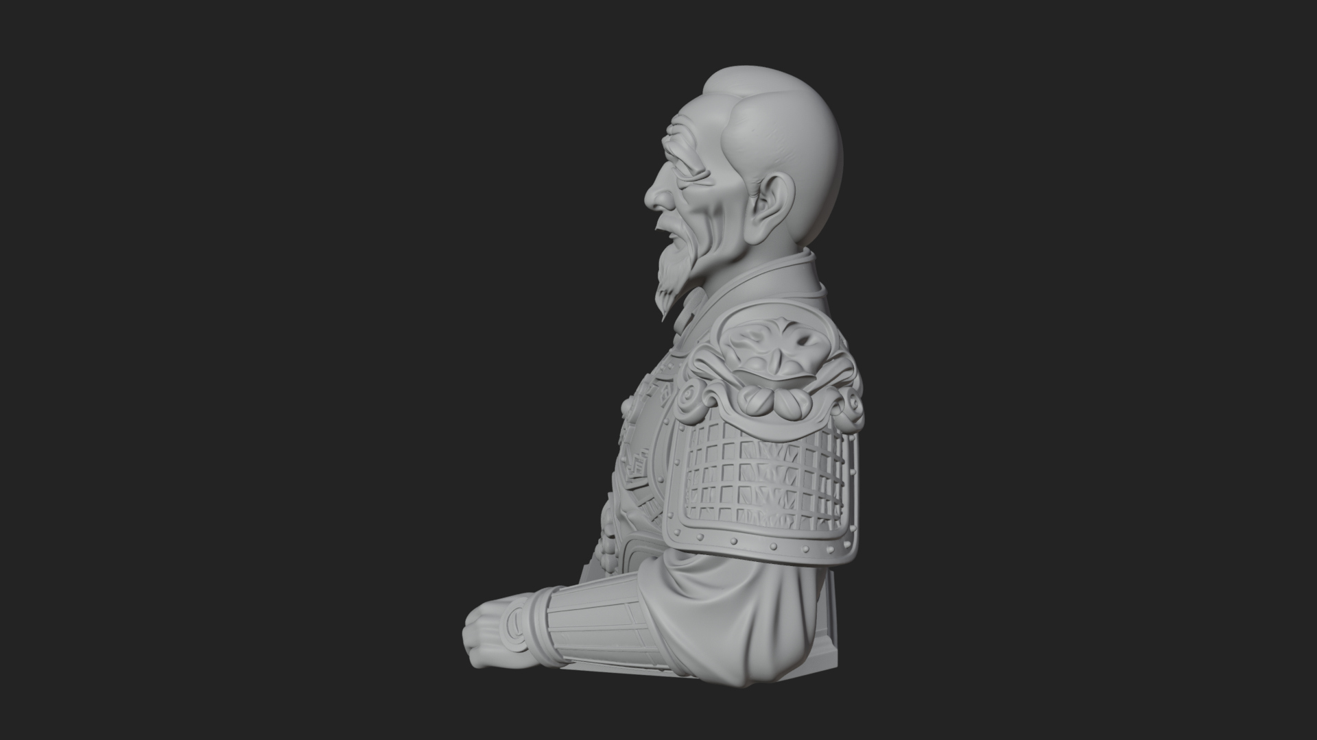 Chinese General Armor Bust Design 8 3D Print Model 3D Model
