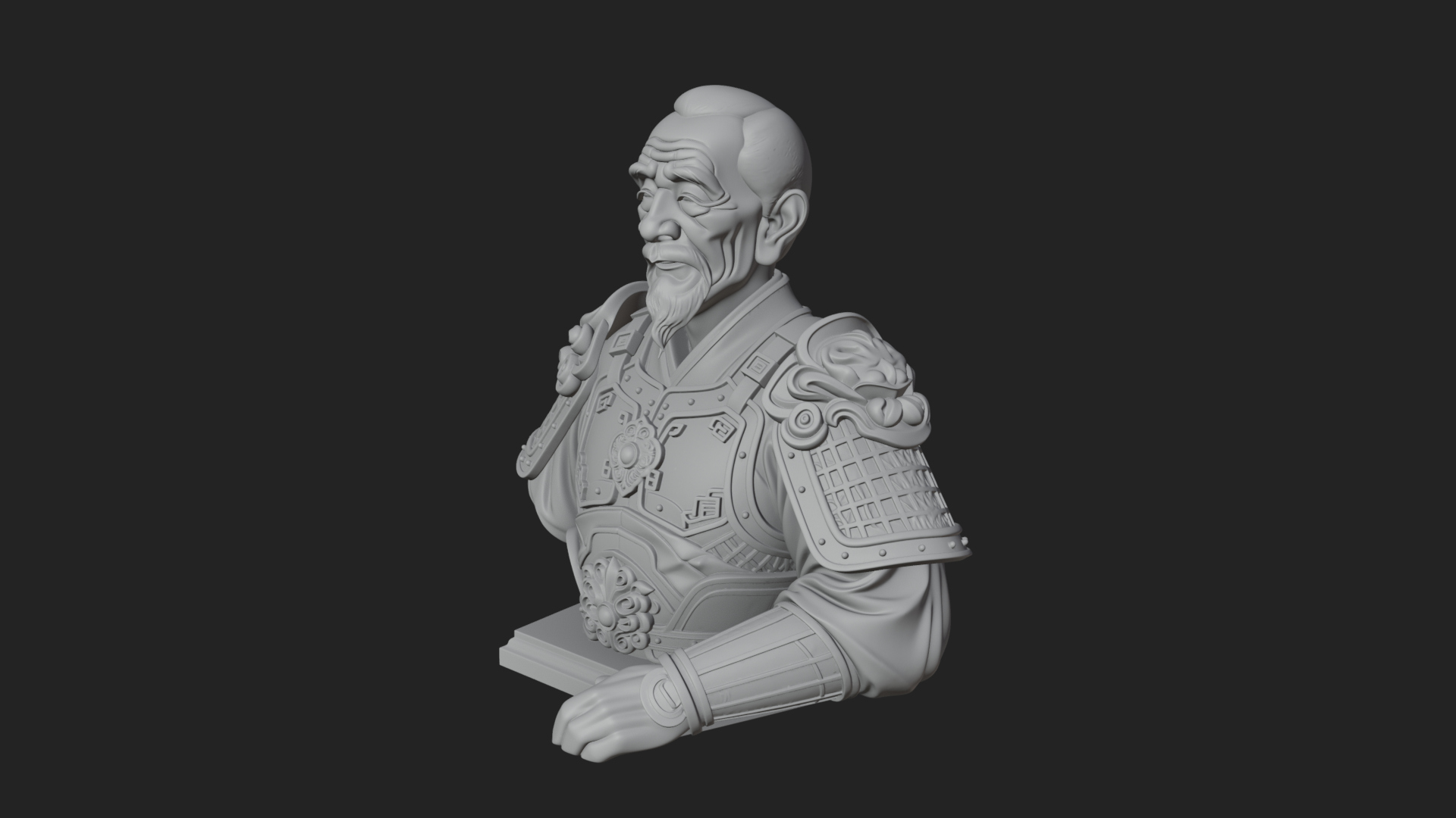 Chinese General Armor Bust Design 8 3D Print Model 3D Model