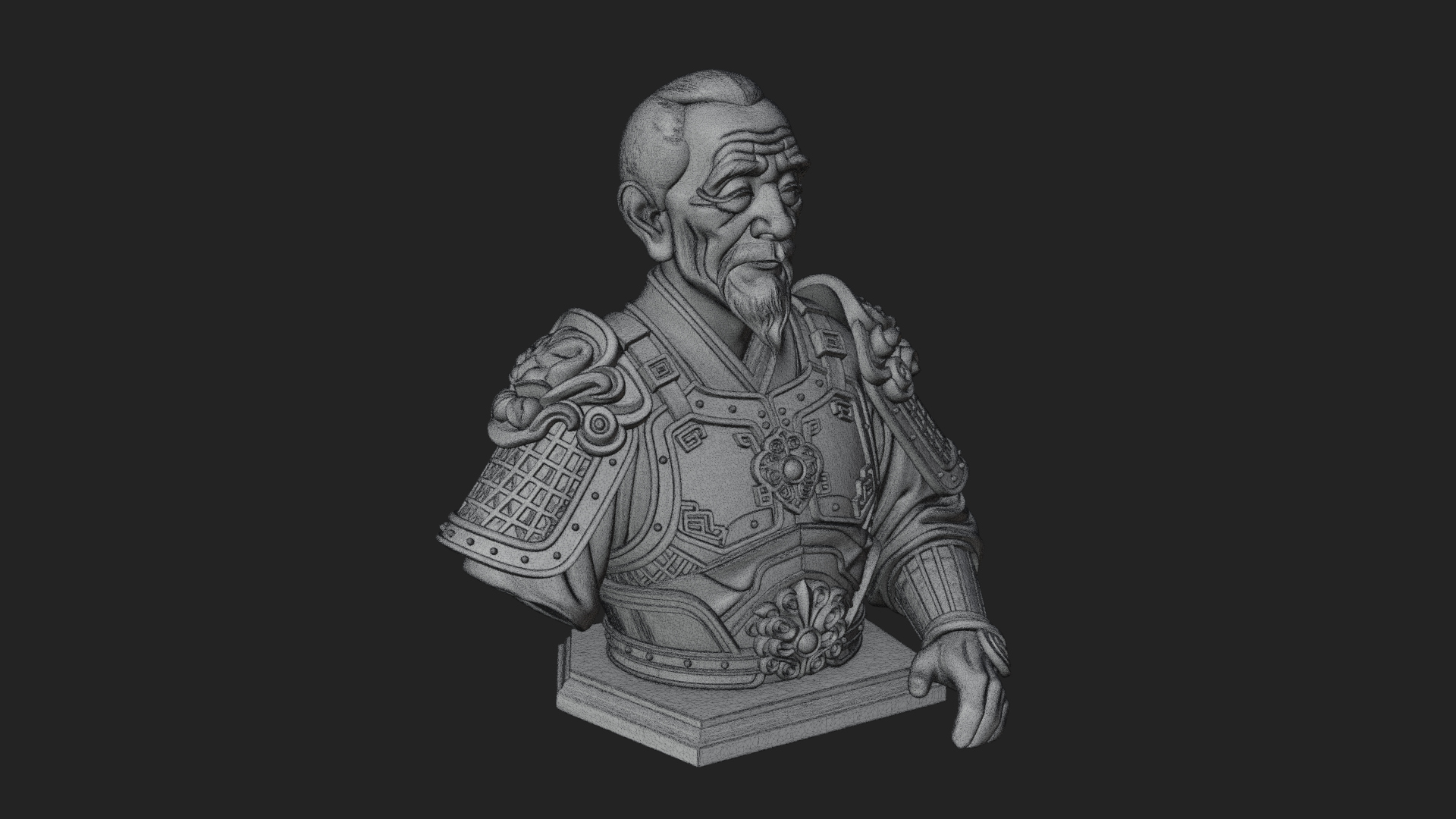 Chinese General Armor Bust Design 8 3D Print Model 3D Model
