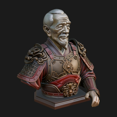 Chinese General Armor Bust Design 8 3D Print Model