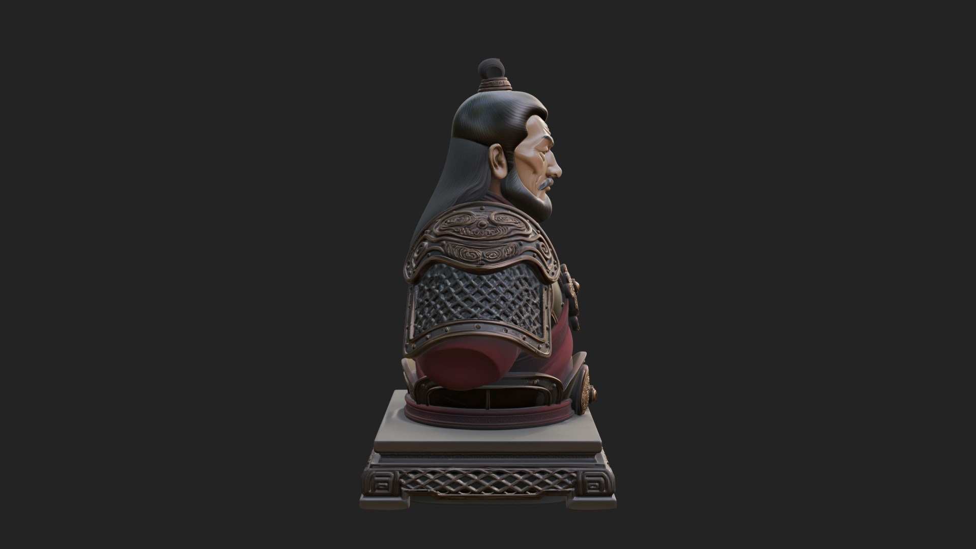 Chinese General Armor Bust Design 9 3D Print Model 3D Model